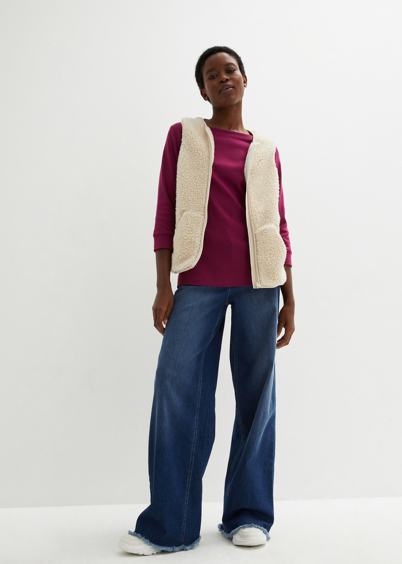 bonprix Langarmshirt mit 3/4-Arm und U-Boot-Ausschnitt