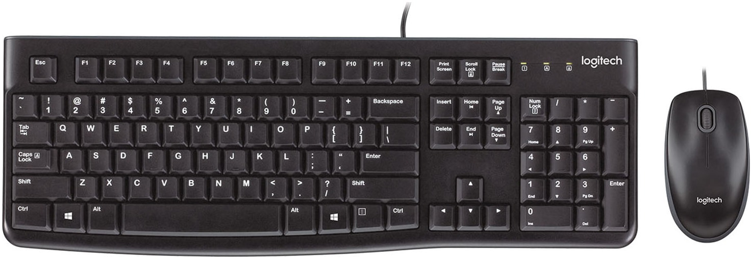 Logitech Tastatur »MK120« (Anpassbare Höhe | USB-Anschluss | Ziffernblock)