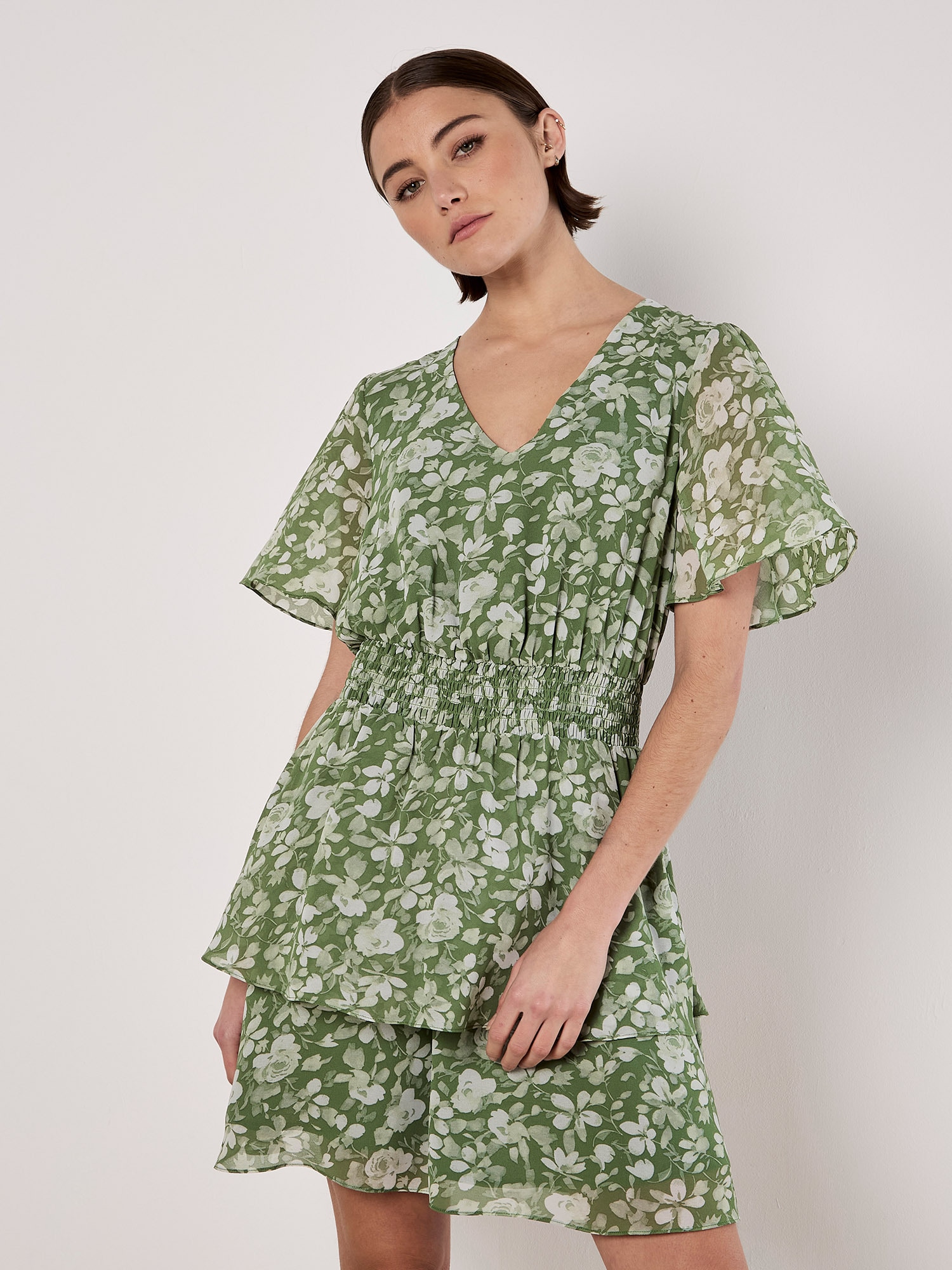 Apricot Druckkleid »Minikleid« mit Smokdetails