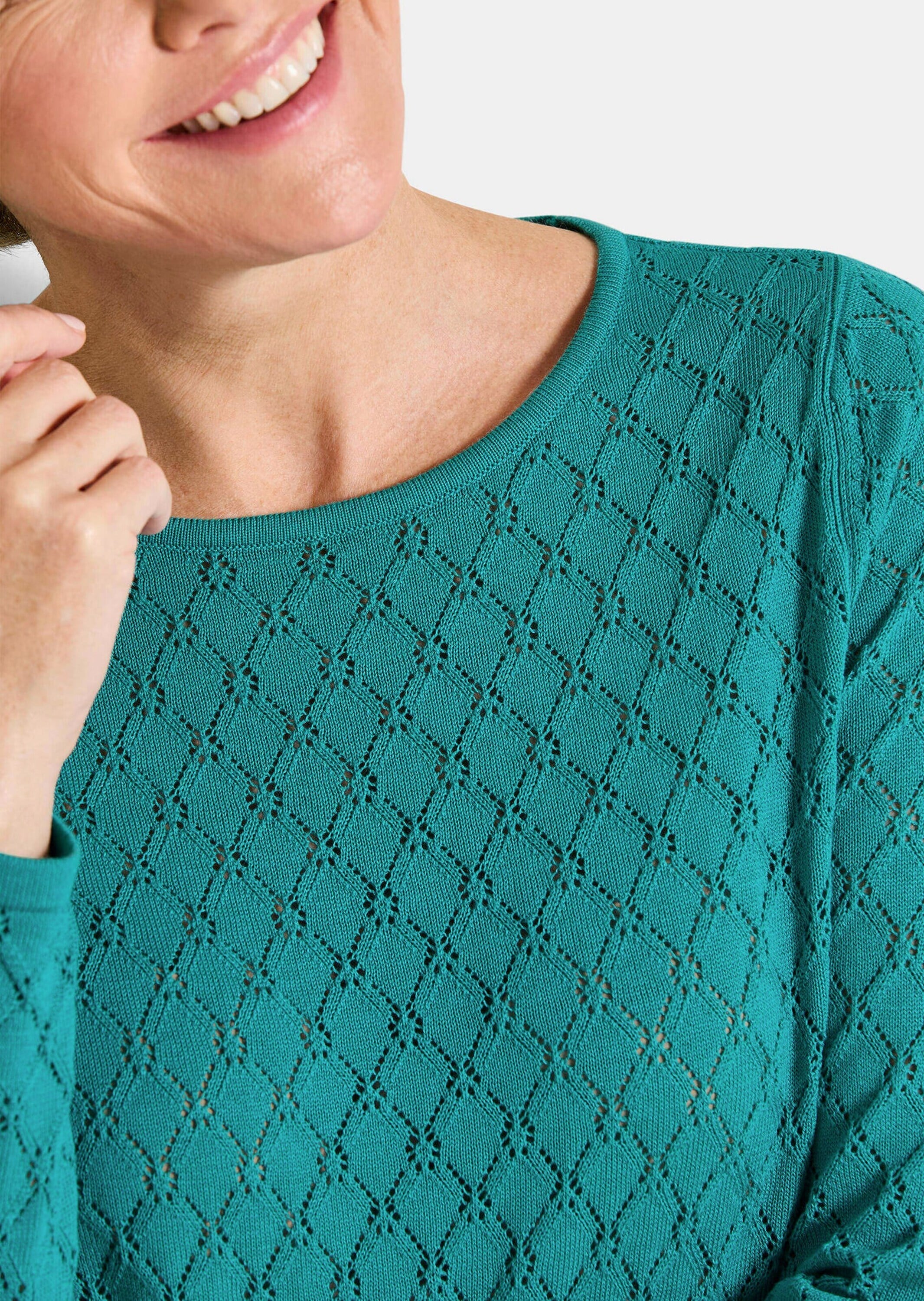 GOLDNER Rundhalspullover »Strickpullover mit Wabenstruktur« hochwertiger Ajorstrick