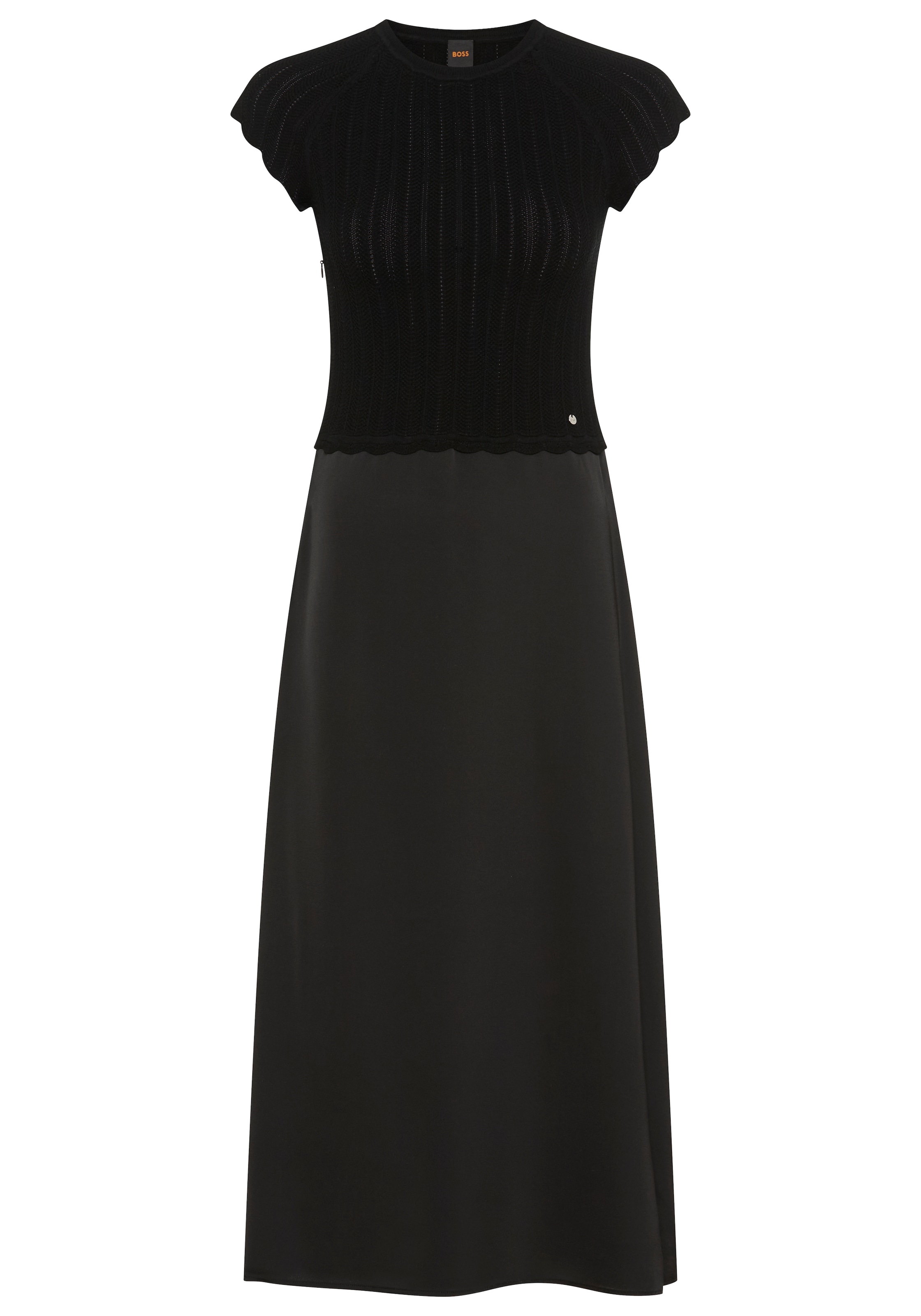 BOSS ORANGE Midikleid »Ficella Premium Damenmode« aus Strick mit Rockteil aus Satin