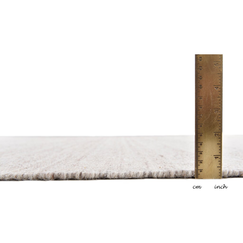 THEKO Wollteppich »Molde - 14003«, rechteckig, 5 mm Höhe, Handweb Teppich, reine Wolle, handgewebt, Scandi Design, mit Fransen, ideal im Wohnzimmer & Schlafzimmer