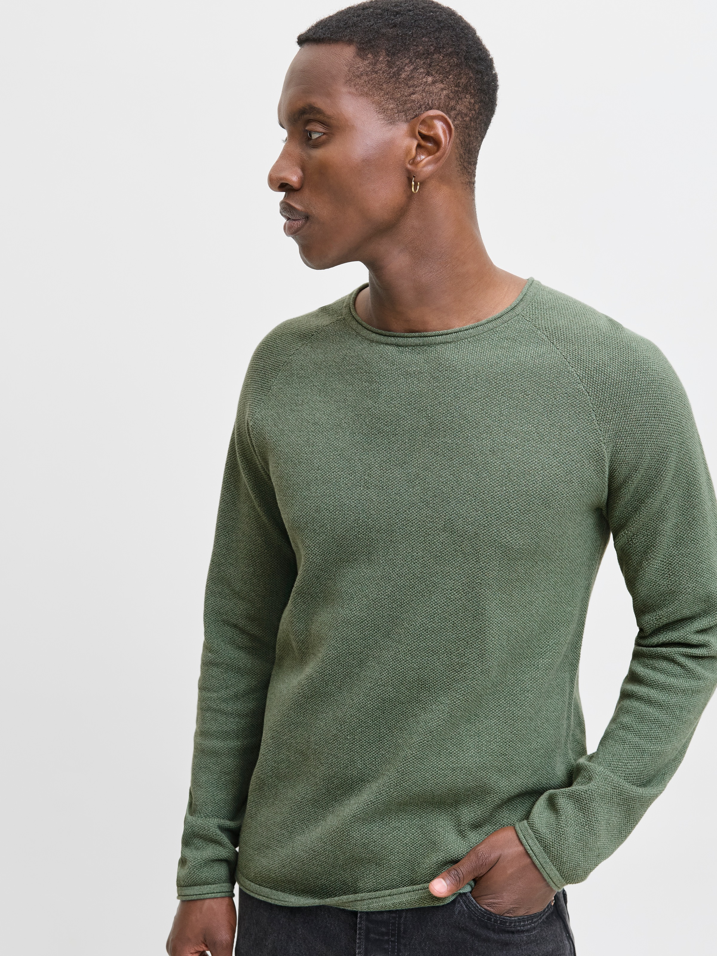 Jack & Jones Rundhalspullover »JJEHILL KNIT CREW NECK NOOS«, mit Strukturstrick