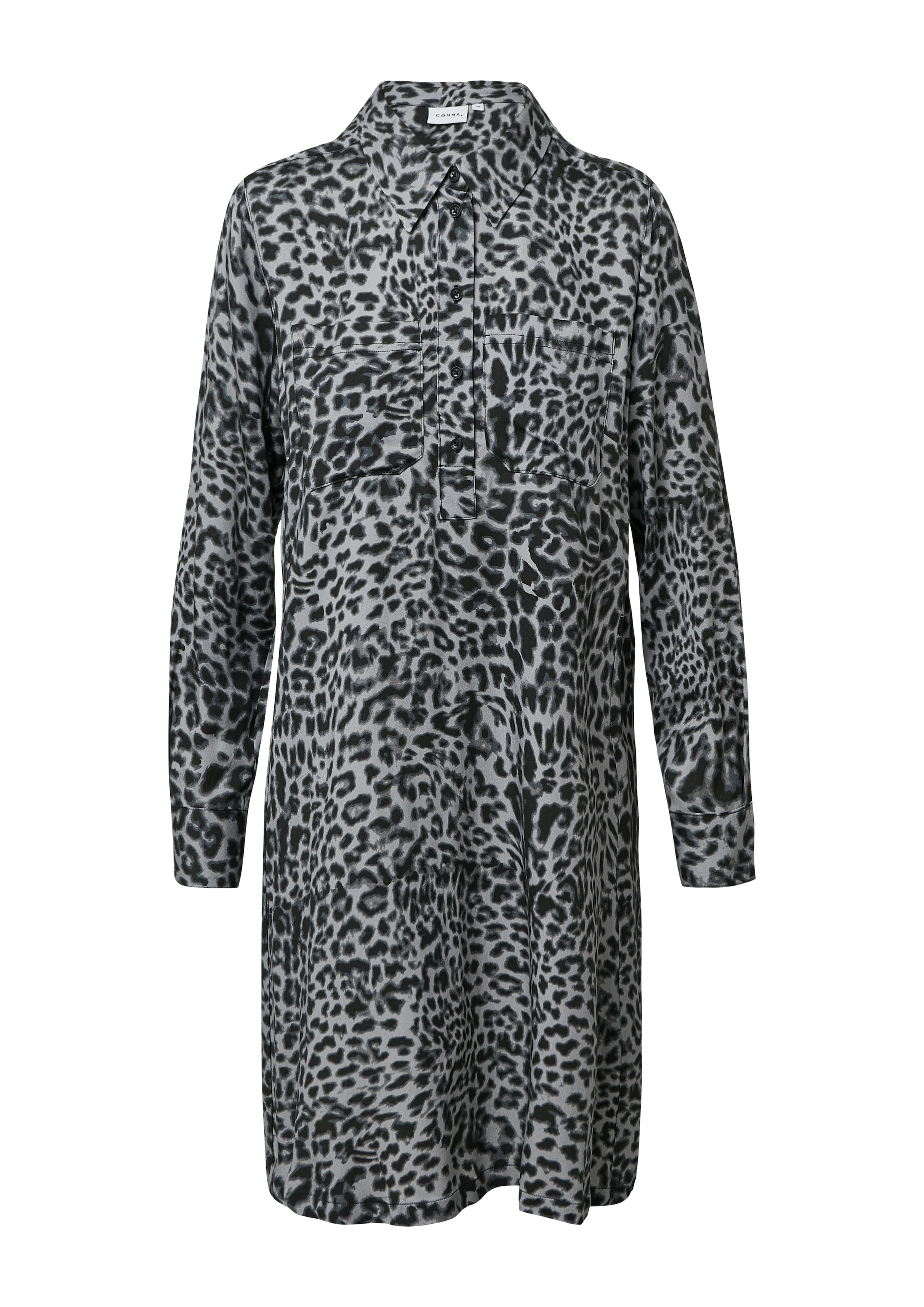 Comma Hemdblusenkleid, Sommerkleid mit All-Over Leo Print