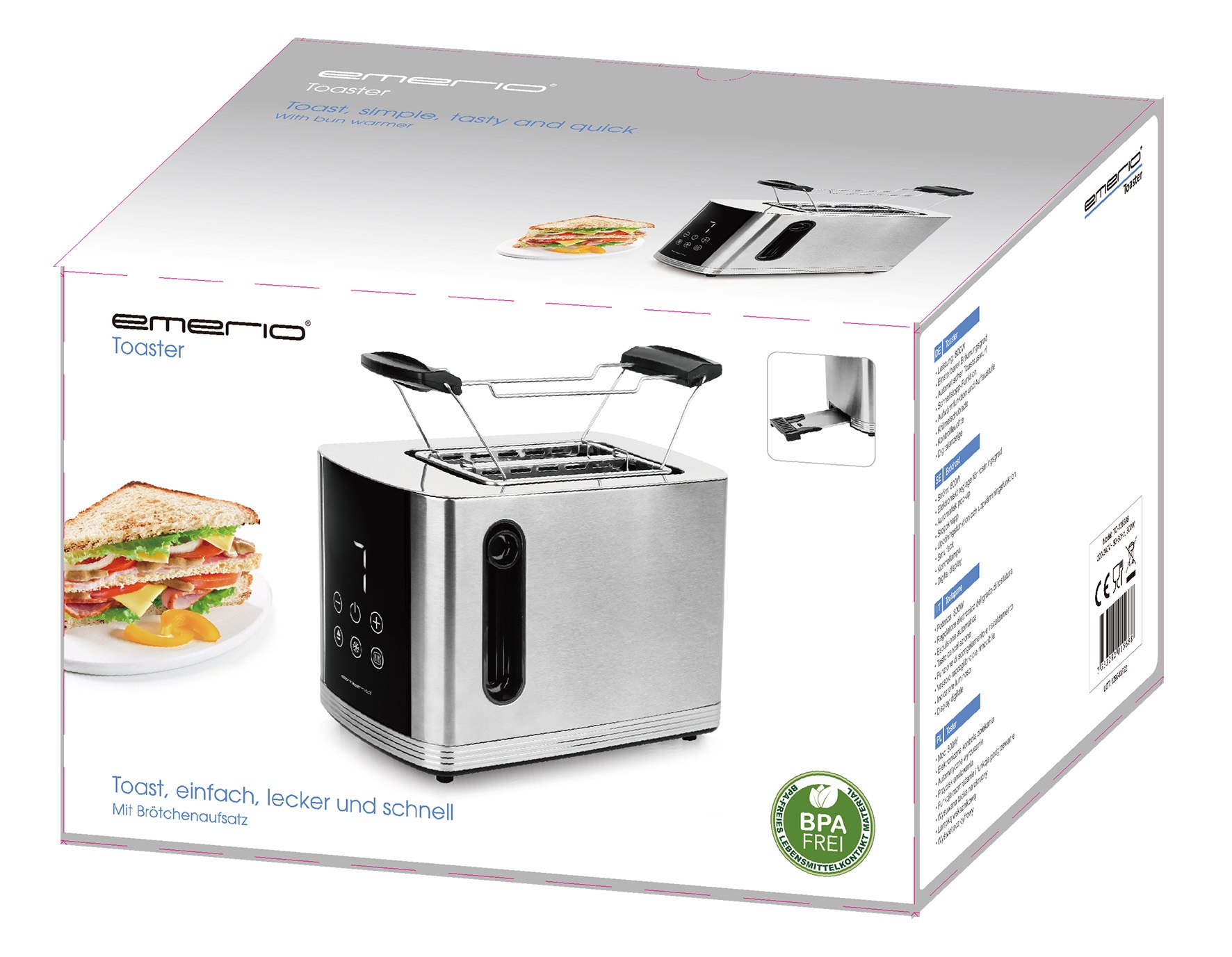 Emerio Toaster »TO-128308«, 2 kurze Schlitze, 800 W