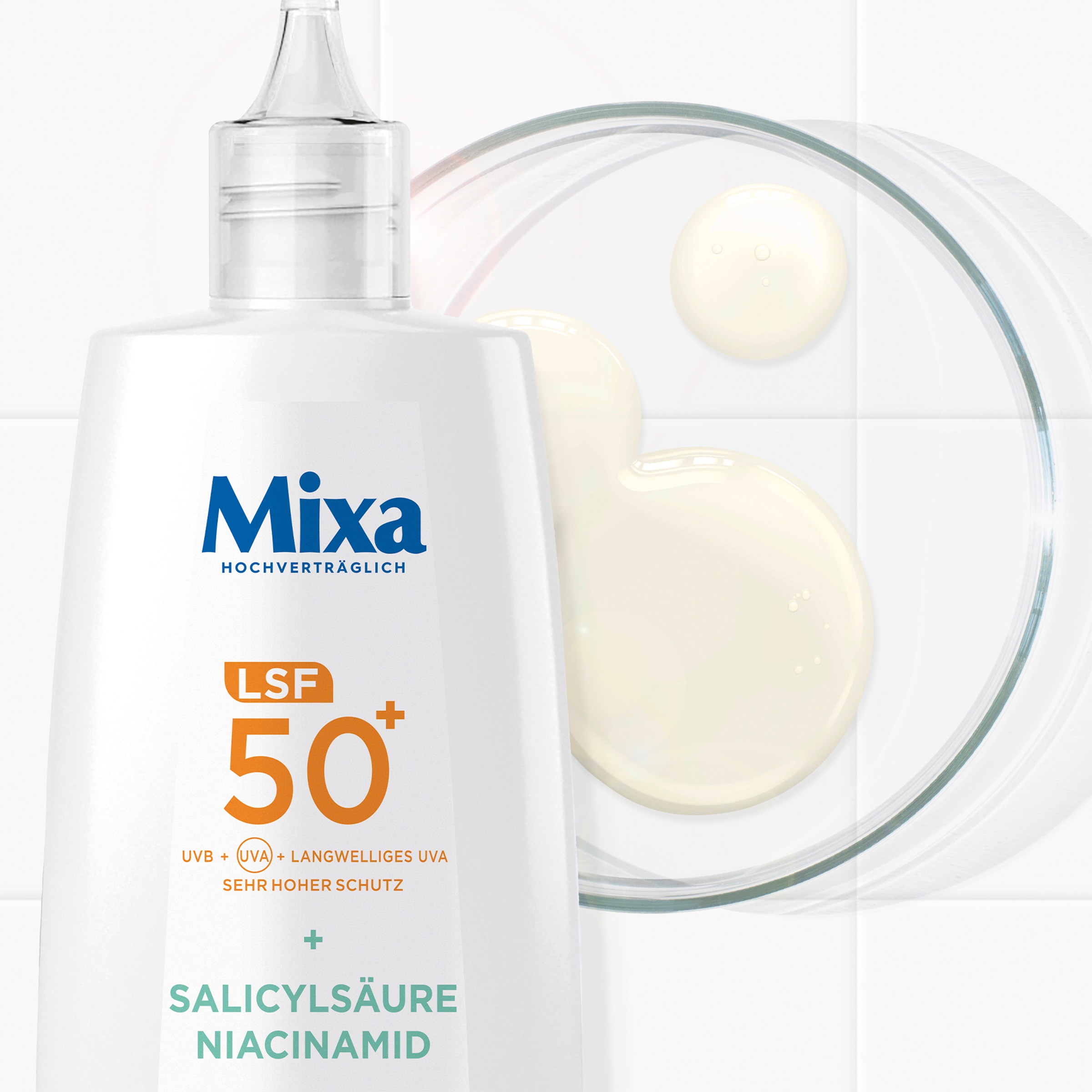 Mixa Gesichts-Reinigungsfluid »MIXA ANTI-UNREINHEITEN LSF50 + UV FLUID« mit Niacinamid
