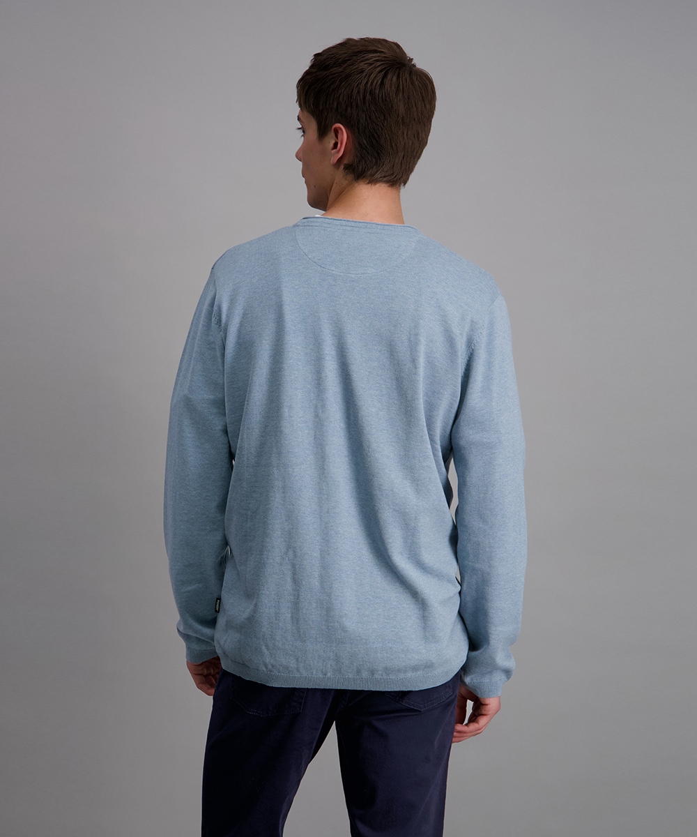 Pioneer Authentic Jeans Rundhalspullover, Ausschnitt mit Rollkante, Außennähte