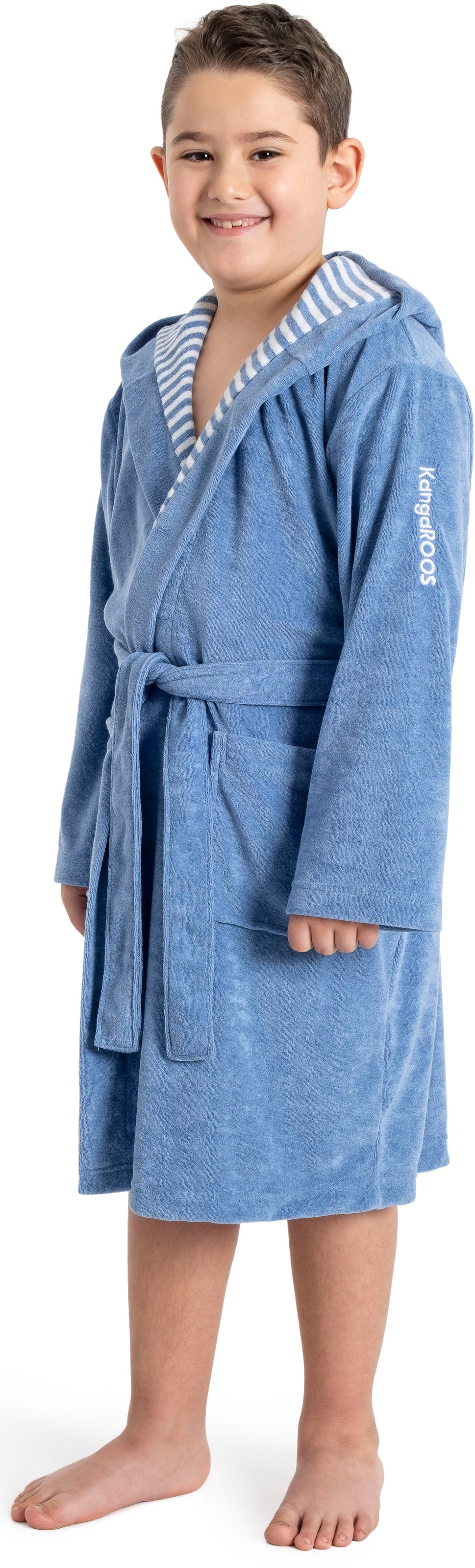 KangaROOS Kinderbademantel »Dalia, Ideal für Zuhause, Schwimmbad oder im Urlaub« 1 Stk. Uni-Farben mit Streifen
