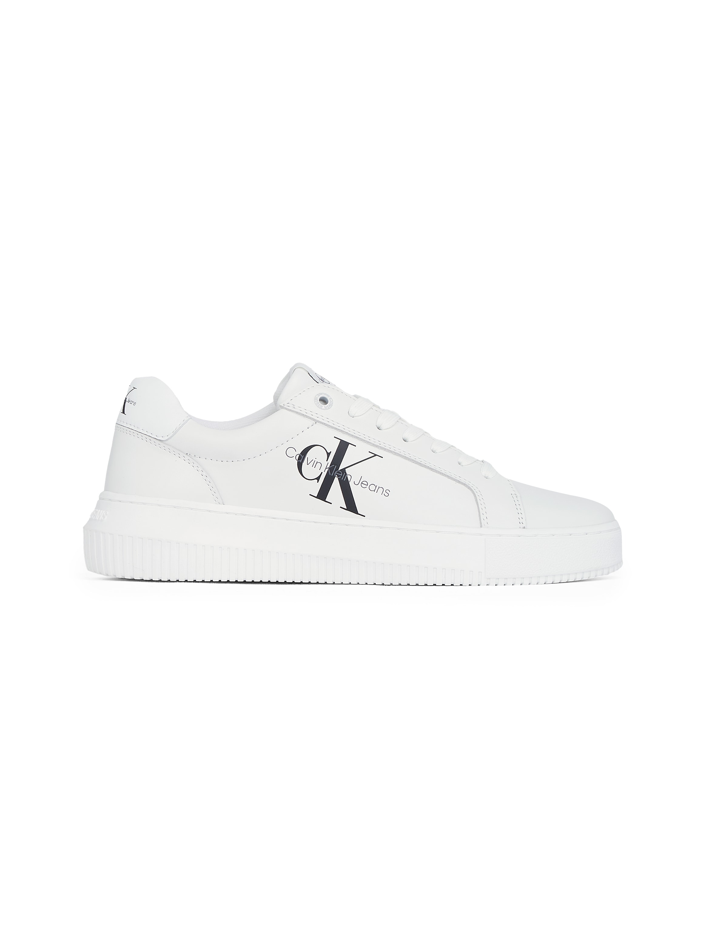 Calvin Klein Jeans Plateausneaker »CHUNKY CUPSOLE MONO LTH WN«, Freizeitschuh, Halbschuh, Schnürschuh mit CK-Schriftzug an der Seite