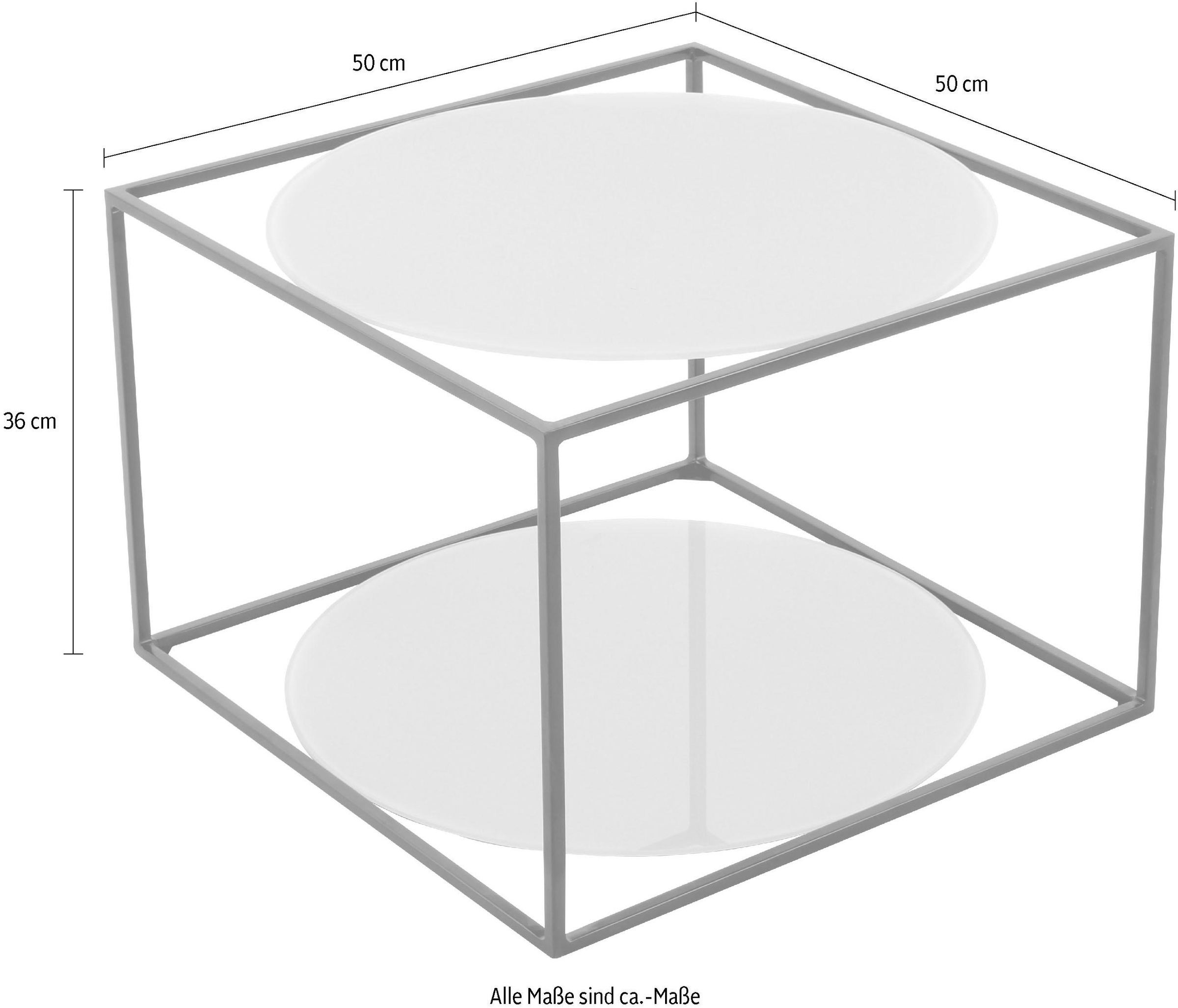 Kayoom Beistelltisch »Cody, Beistelltisch in Würfelform, offenes, modernes Design«, (1 St.), moderne Kubusform mit runden Ablageflächen aus Glas