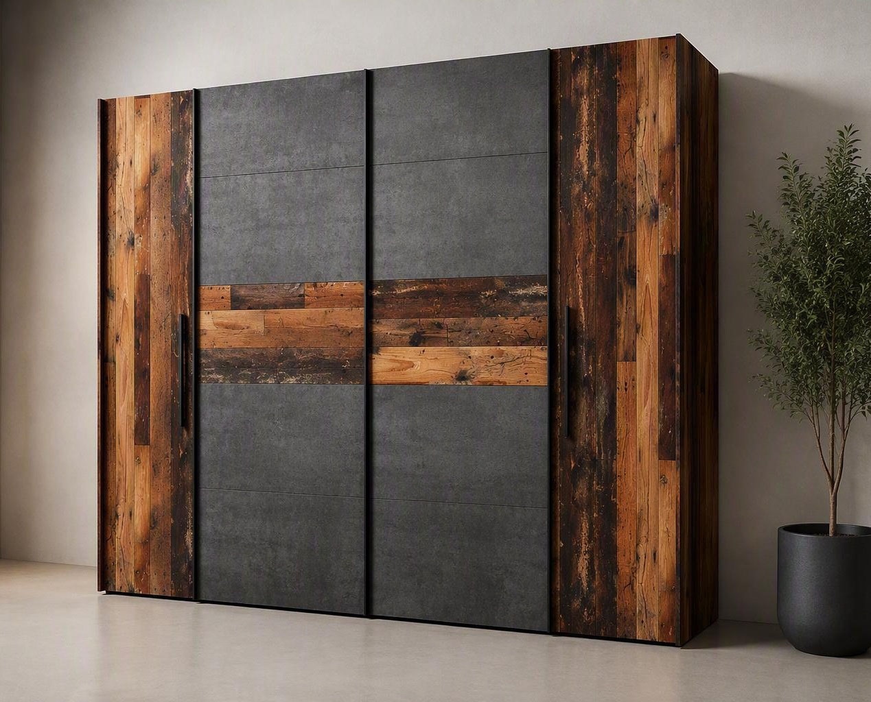 FORTE Kleiderschrank »Kalixtus, Made in Europe« B/H/T ca. 200x190x60 cm, 2 Schiebetüren, 2 Drehtüren, 8 Einlegeböden,  Kombination aus Dreh- und Schwebetüren, mehrere Farben