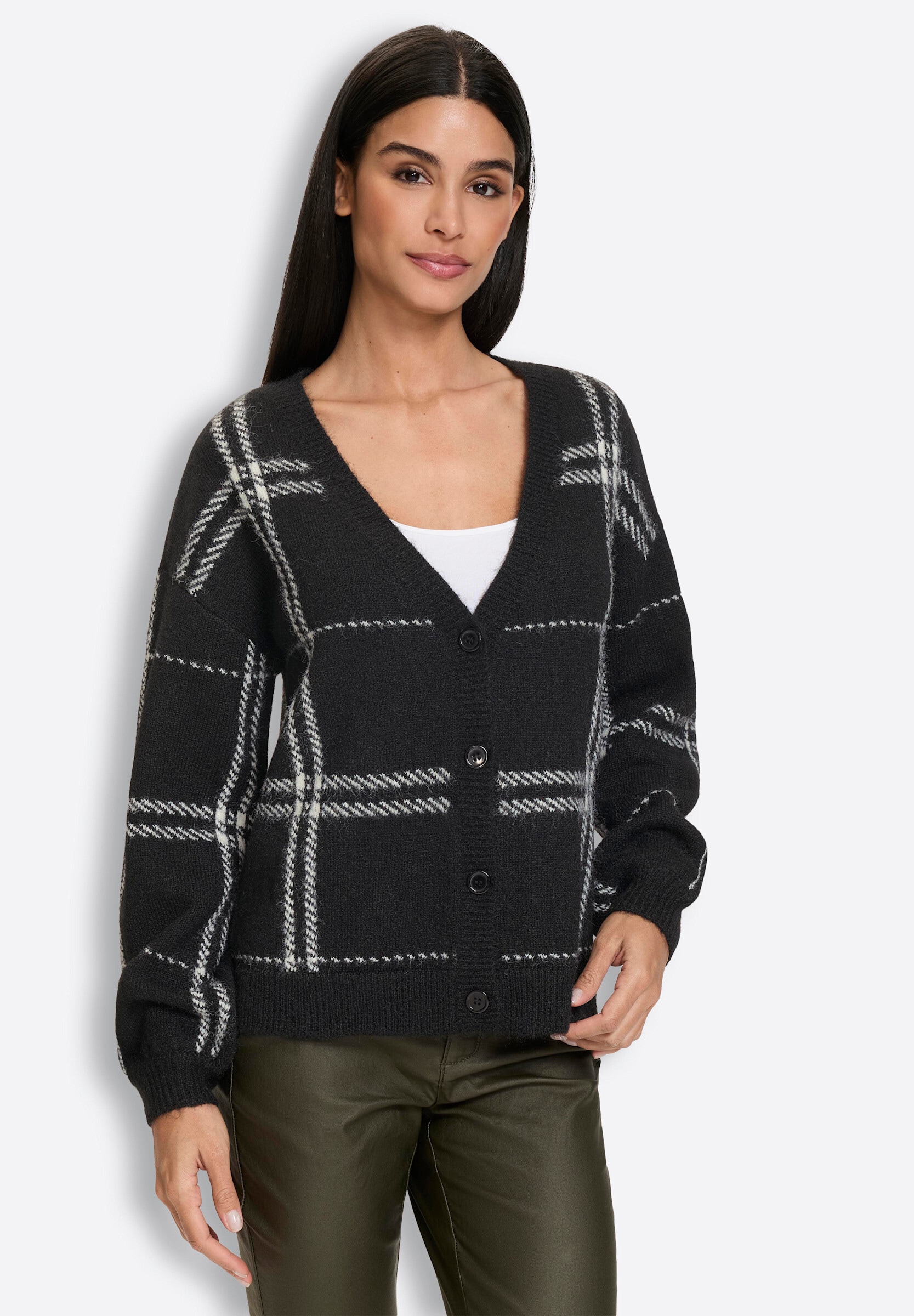 heine Strickjacke »Cardigan Jacquardstrickjacke mit Karomuster«