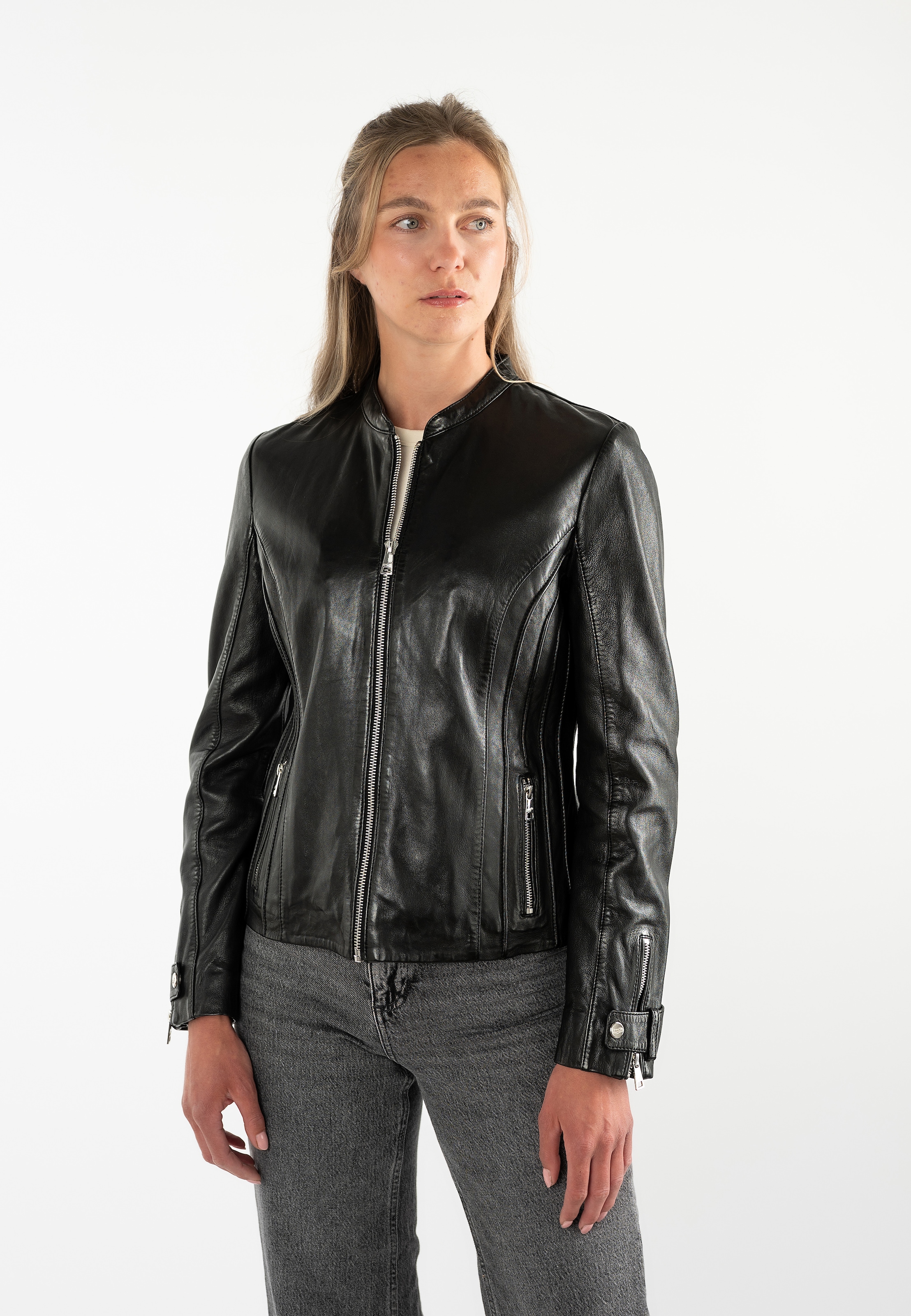 Mauritius Lederjacke »MWLuciana« mit kurzem Stehkragen