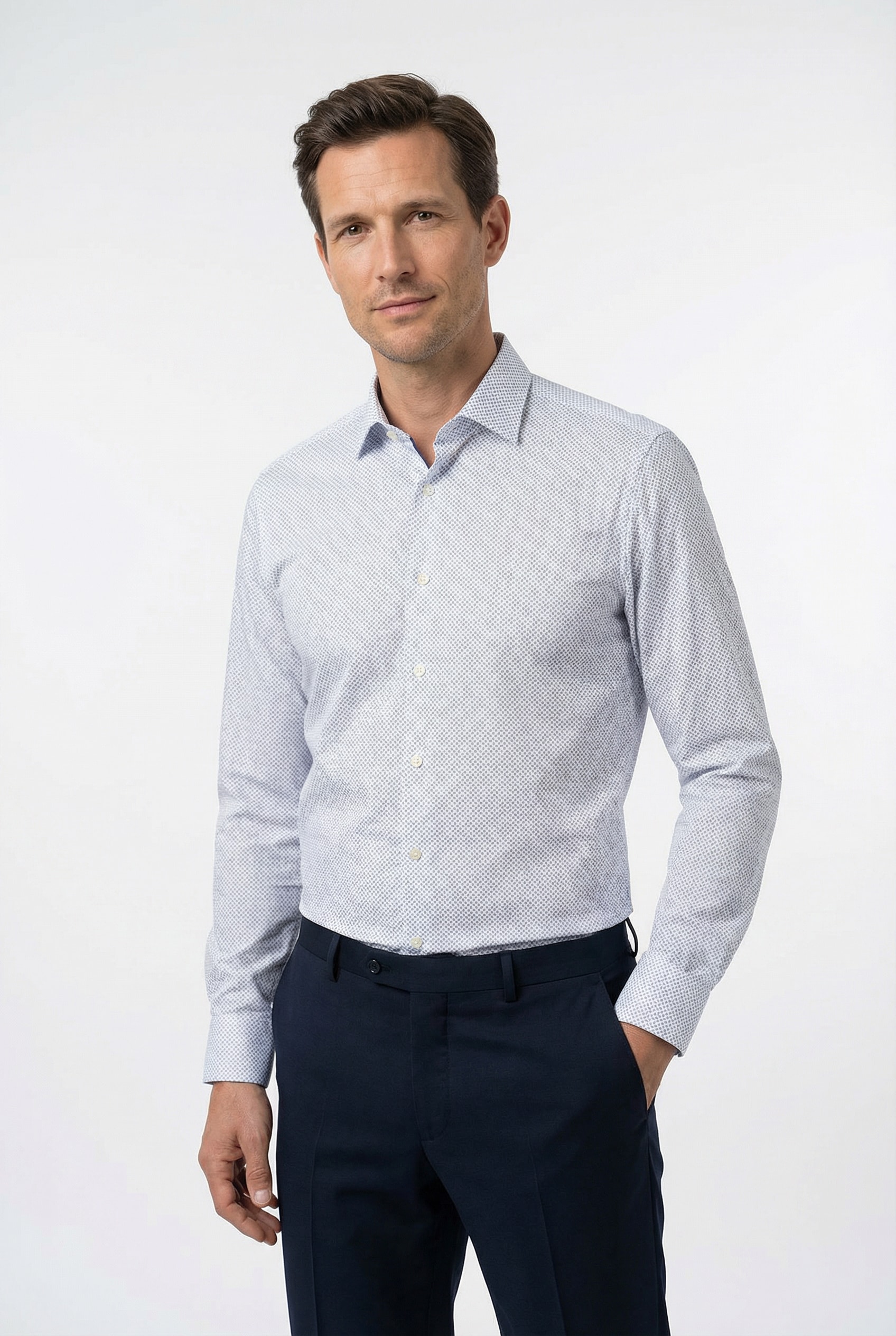 OLYMP Langarmhemd »Luxor 24/Seven modern fit« Atmungsaktiv, gemustert, modern fit, Jersey, Businesshemd