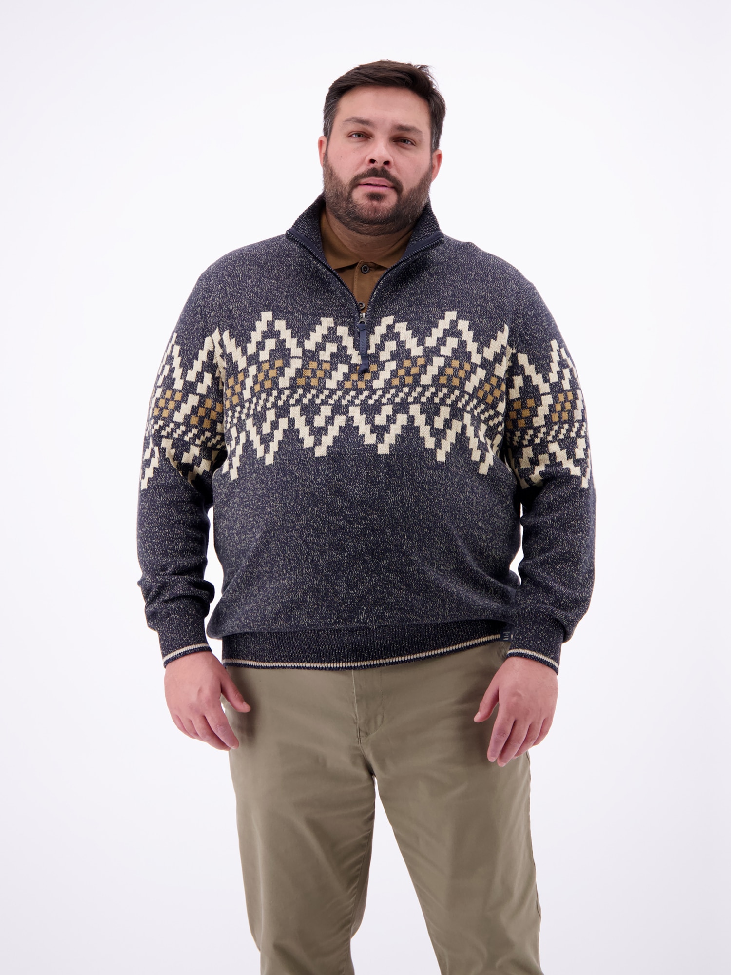 LERROS Norwegerpullover »LERROS Troyer mit Norwegermuster in Übergrößen«