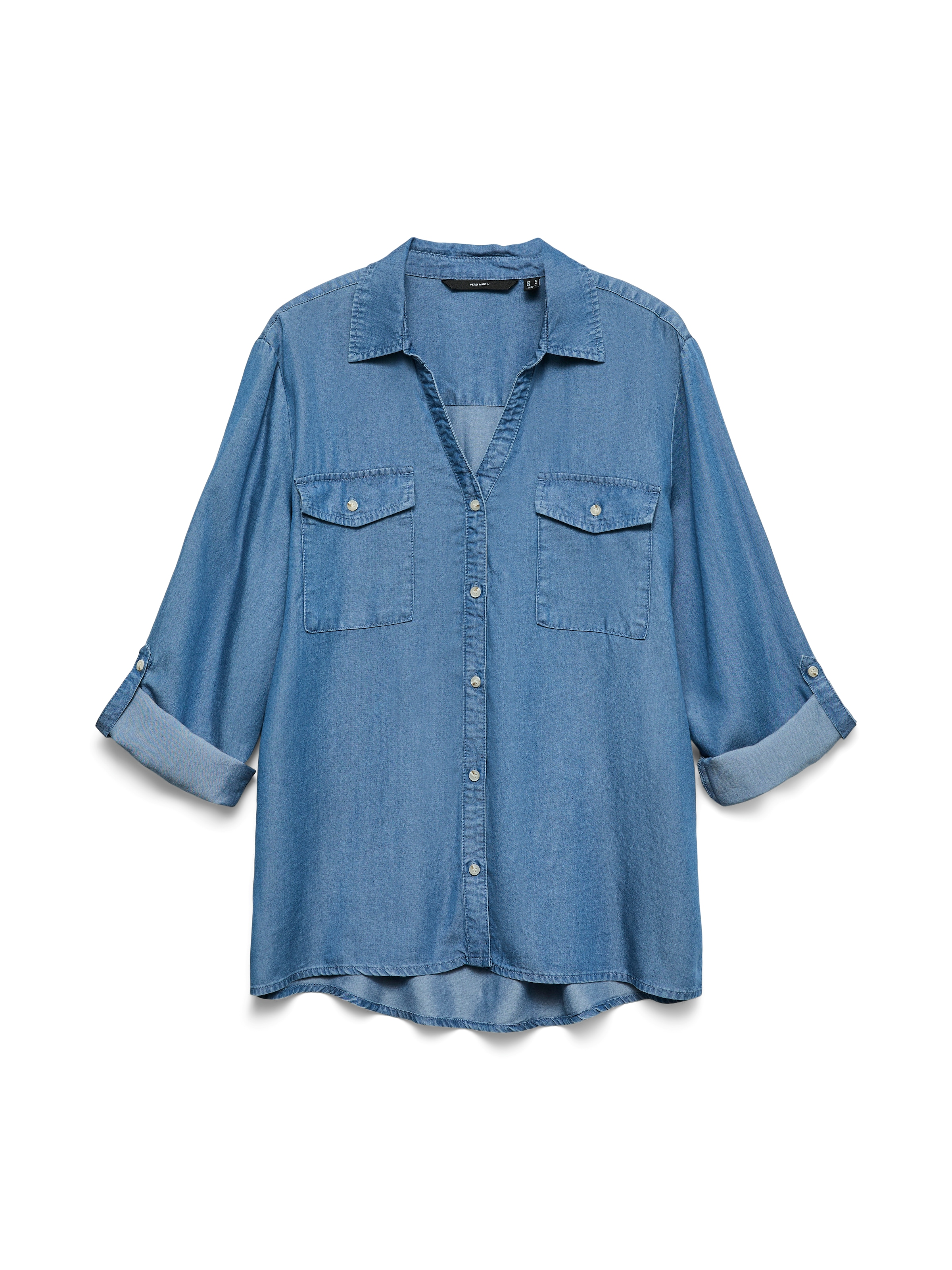 Vero Moda Hemdbluse »VMBREE 7/8 SLEEVE LOOSE TENCEL SHIRT GA«, im Denim-Look und mit Riegel am Arm