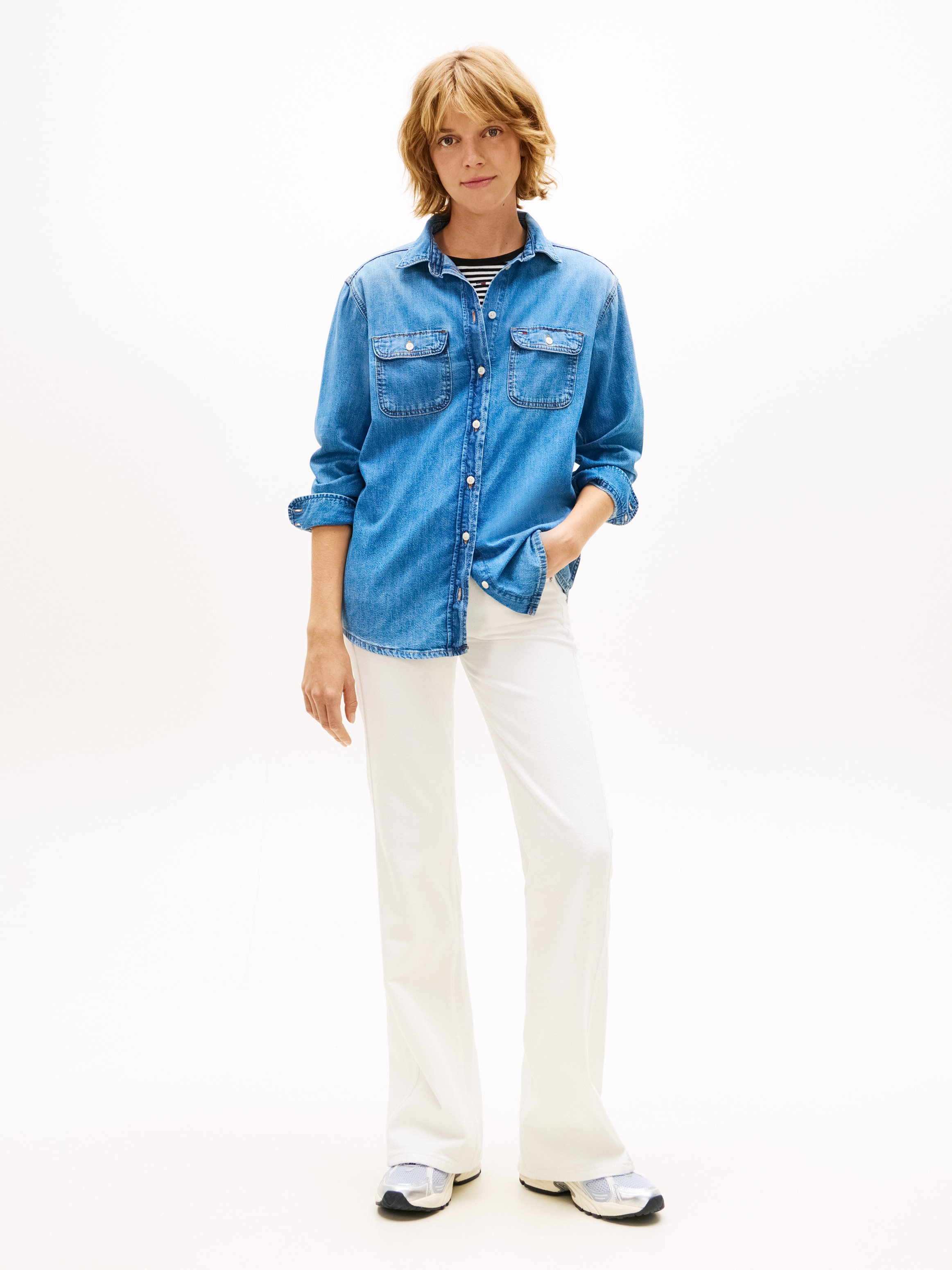 Tommy Jeans Langarmshirt »RELAXED DENIM SHIRT EXT BJ8037« mit dem klassischen Hemdschnitt