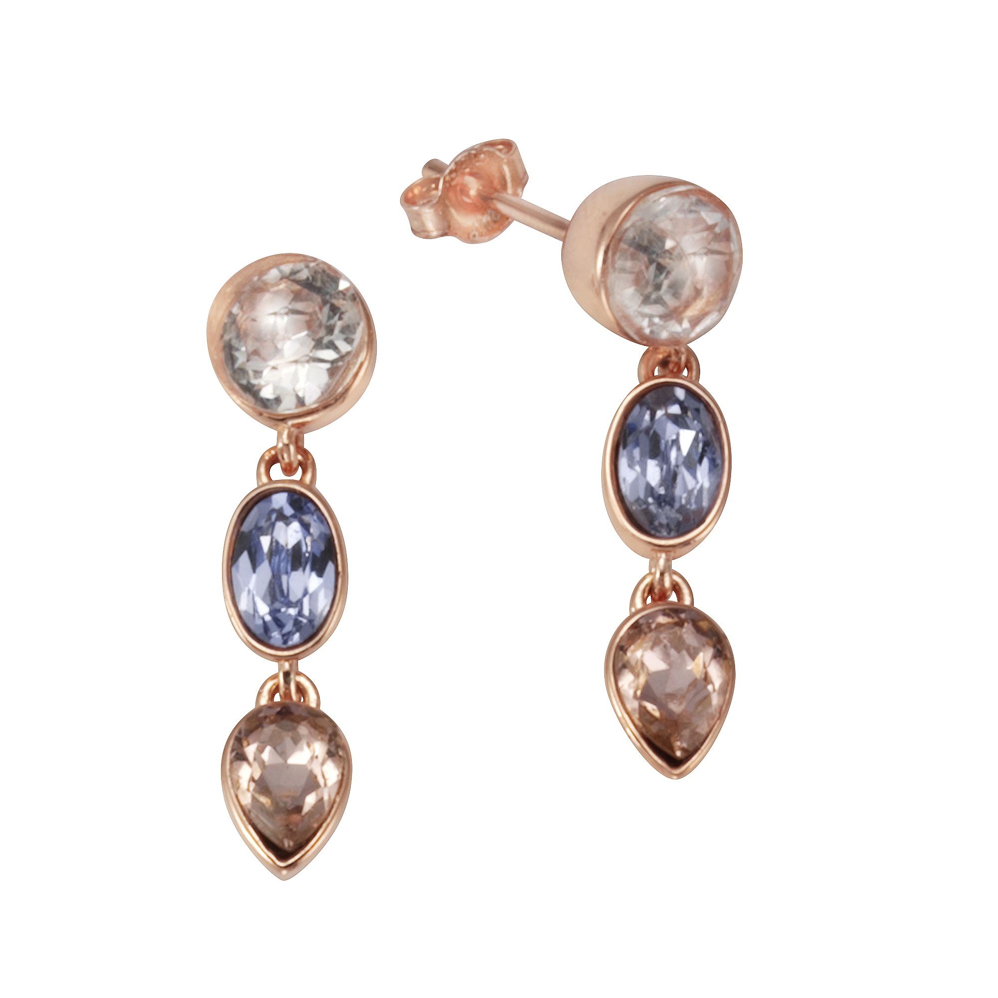 Vivance Paar Ohrhänger »925/- Sterling Silber rosé Kristall«