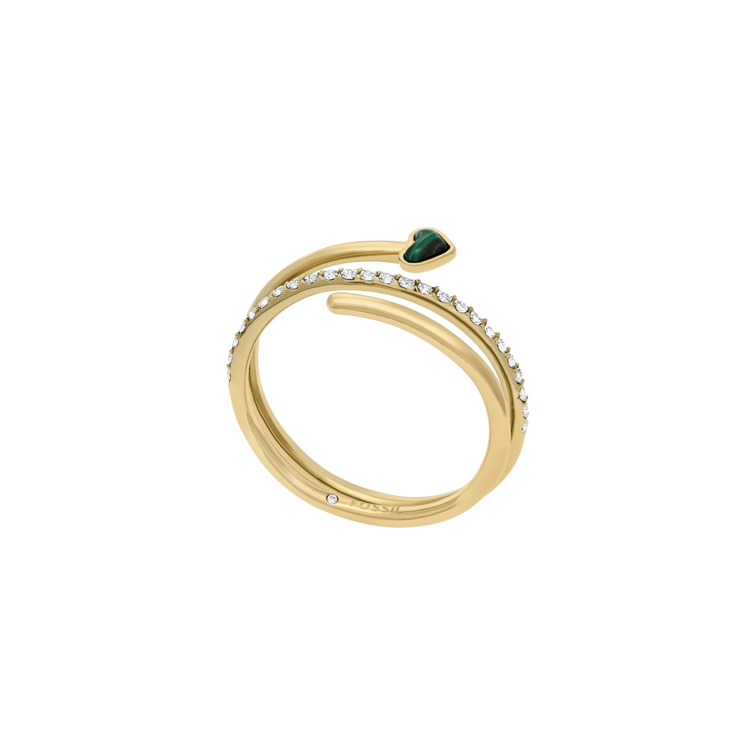 Fossil Fingerring »Schmuck Geschenk Edelstahl Ring JEWELRY Herz«, mit Glasstein, Malachit