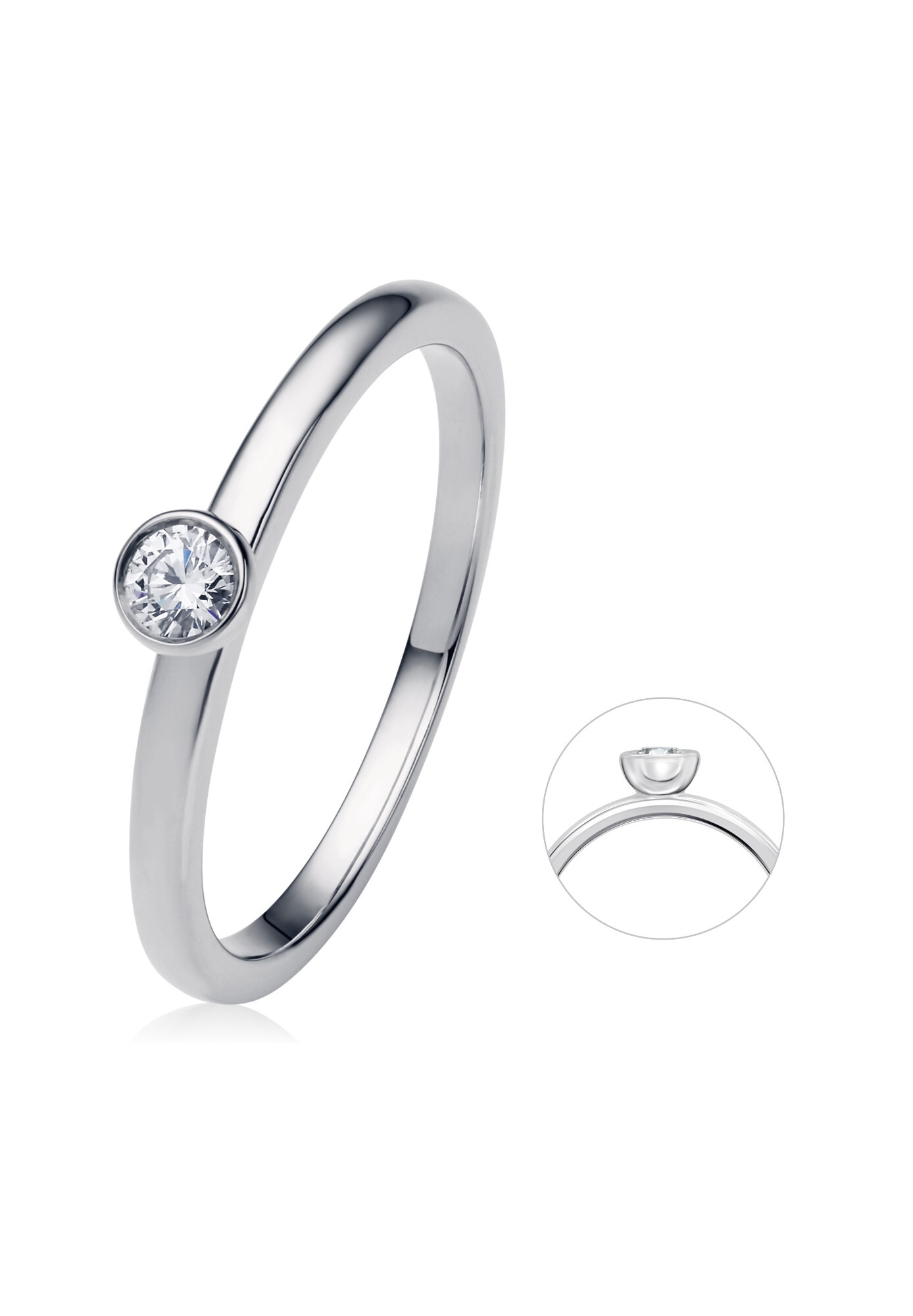 ONE ELEMENT Diamantring »0.1 ct Diamant Brillant Zarge Ring aus 750 Weißgold«