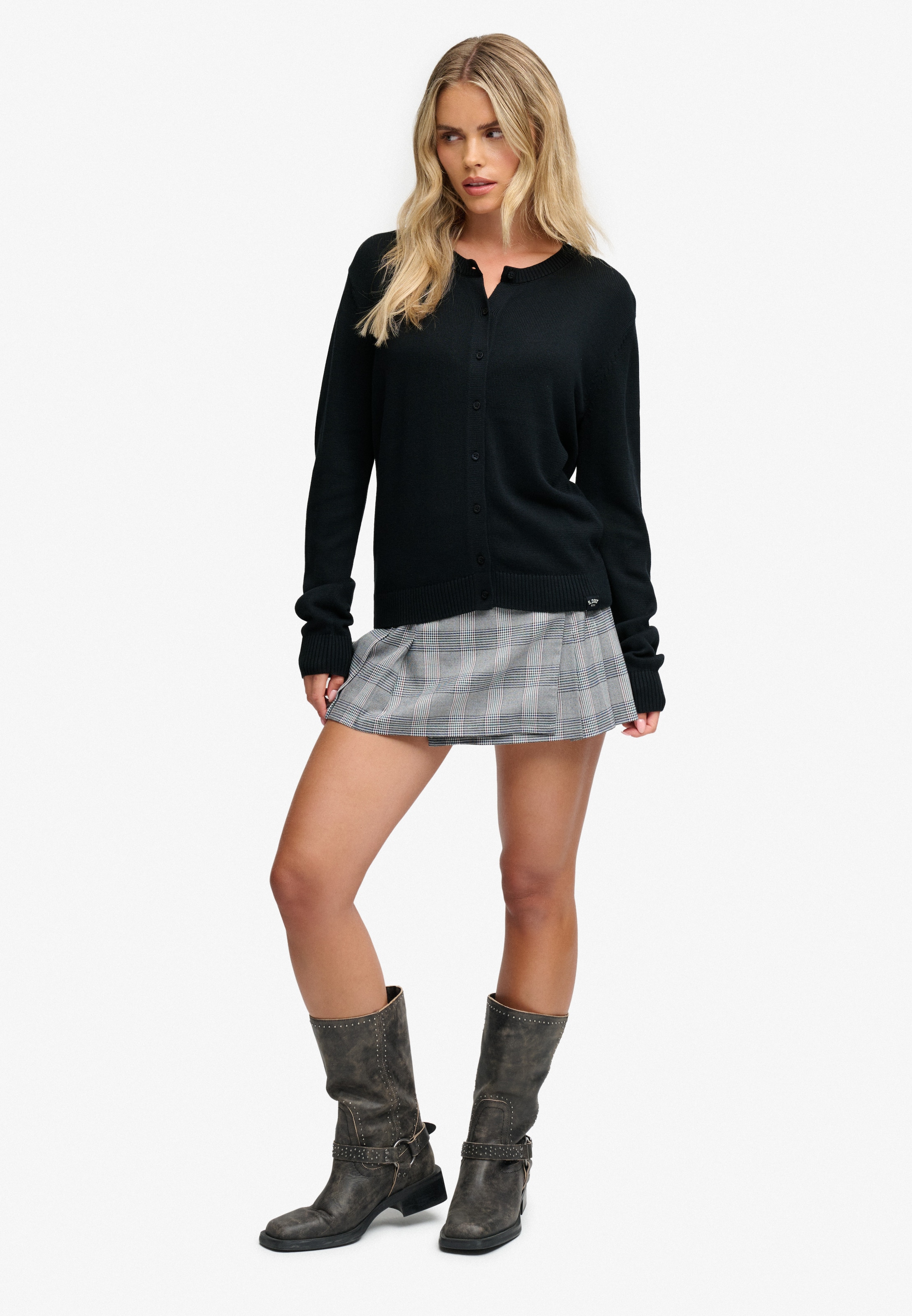 Superdry Strickjacke »ESSENTIAL SLOUCHY CREW CARDI« Baumwollmischung