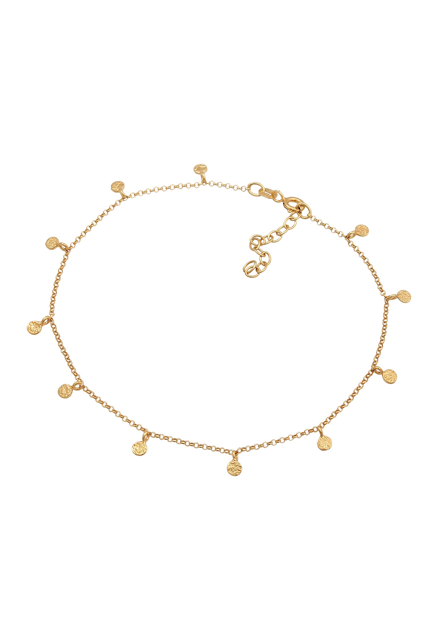 Elli Fußkette »Fußschmuck Plättchen Organic Look 925 Silber«