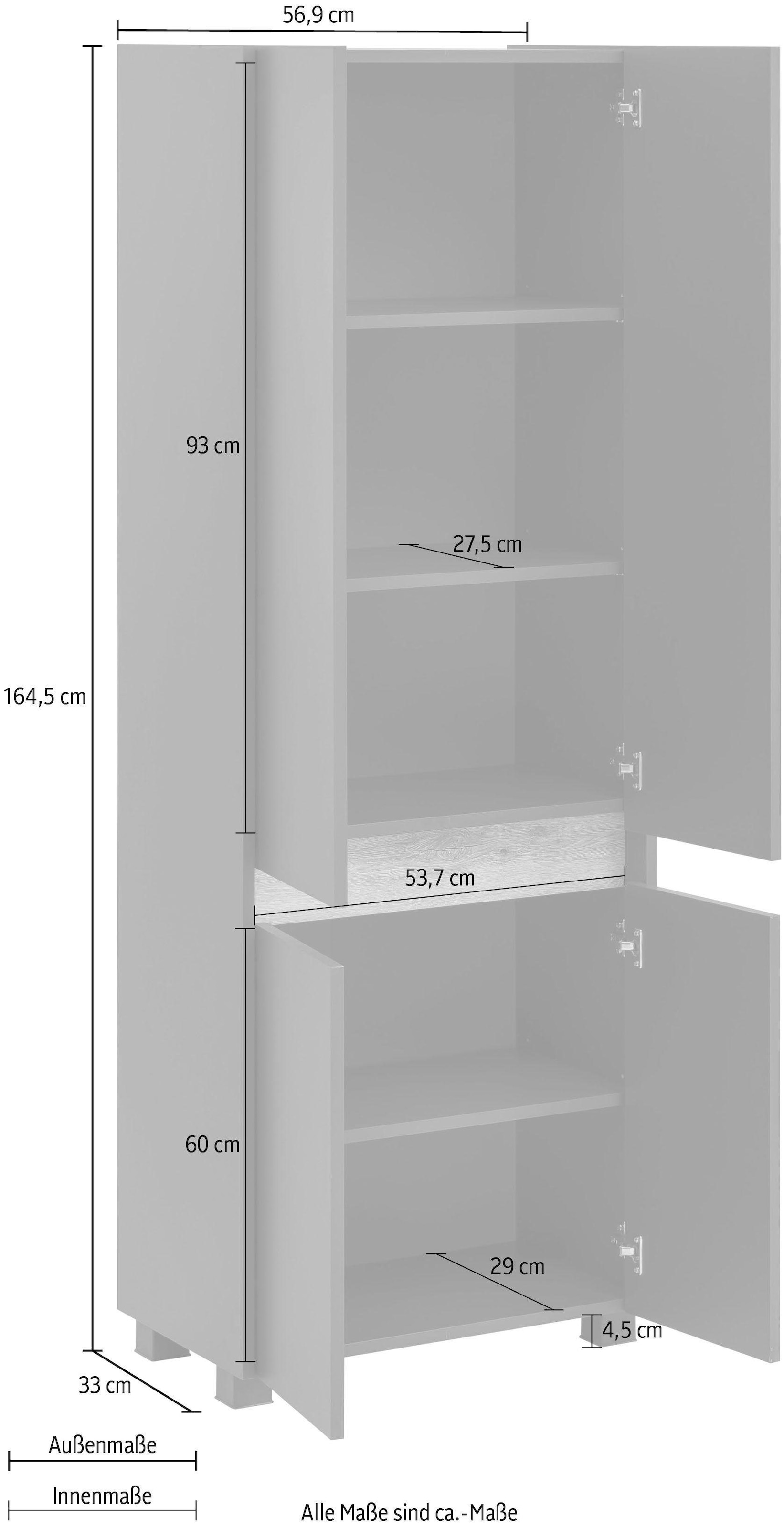 Schildmeyer Hochschrank »Cosmo in verschiedenen Farben made in Germany«, Breite 57 cm, Badezimmerschrank, Blende im modernen Wildeiche-Look