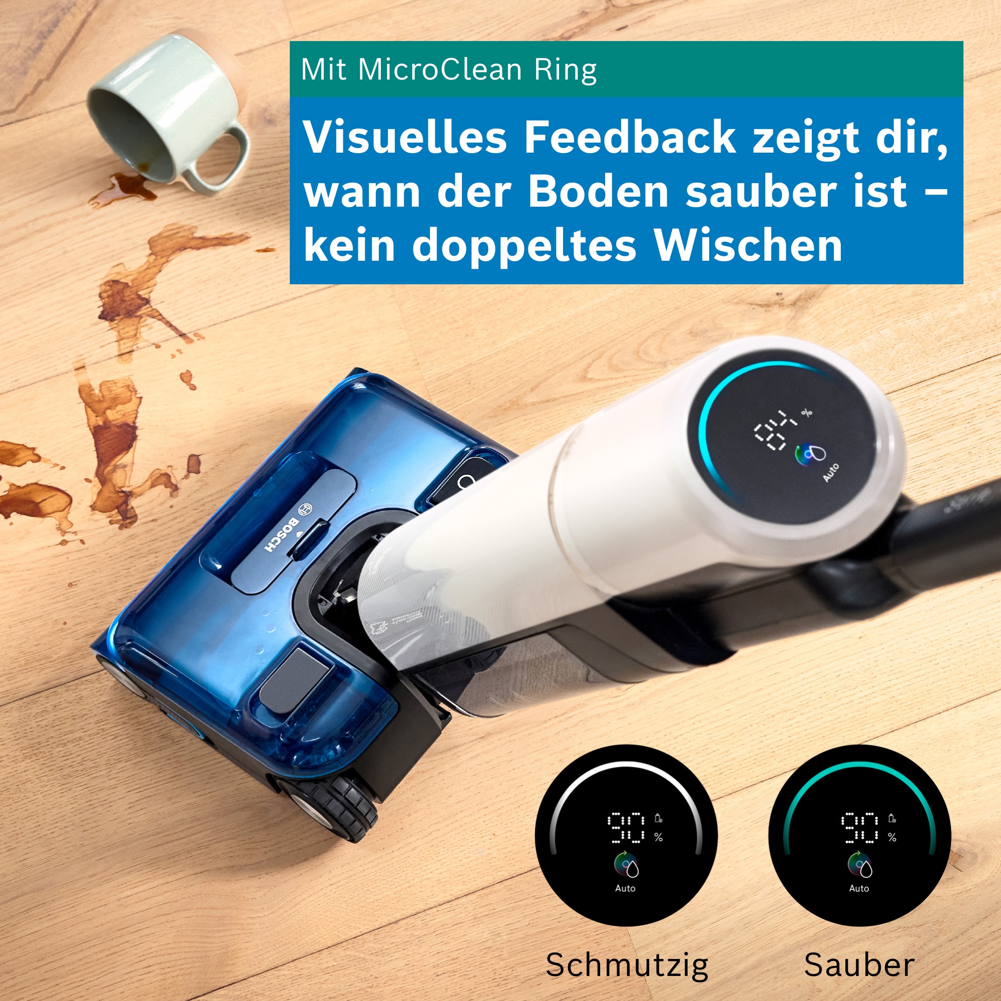 BOSCH Nass-Trocken-Sauger »OneFlow Serie 4 BHF41WM/BHF41WS, Selbstreinigung, 24.000 PA Saugkraft« Anti-Haarverwicklung, LED-Licht, Schnelltrocknung, 40 min Akku / 150m²