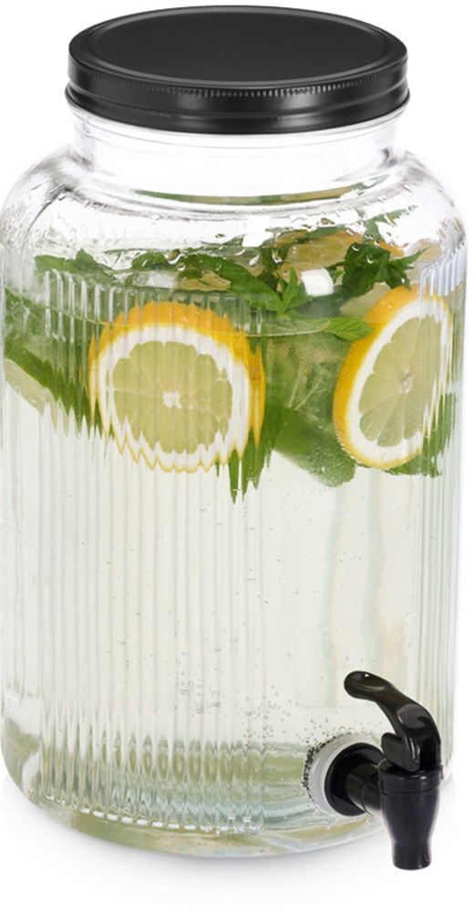 Zeller Present Getränkespender »Glas mit Zapfhahn, Glas/Metall« vielfältig einsetzbar, 3900 ml, Riffeloptik