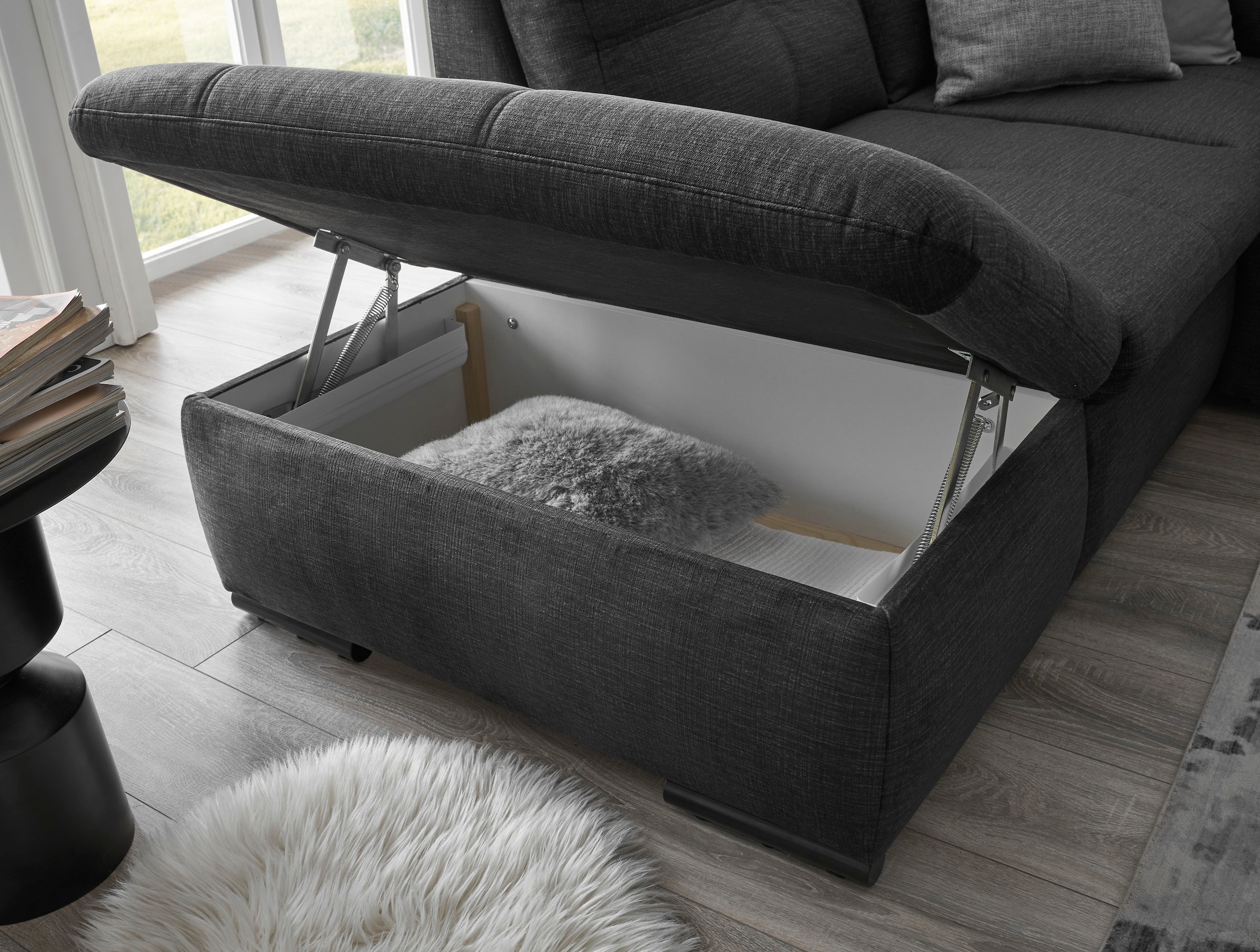ED EXCITING DESIGN Wohnlandschaft »Alija U-Form«, mit Bettfunktion, Bettkasten, Armteilverstellung & Kopfstützen
