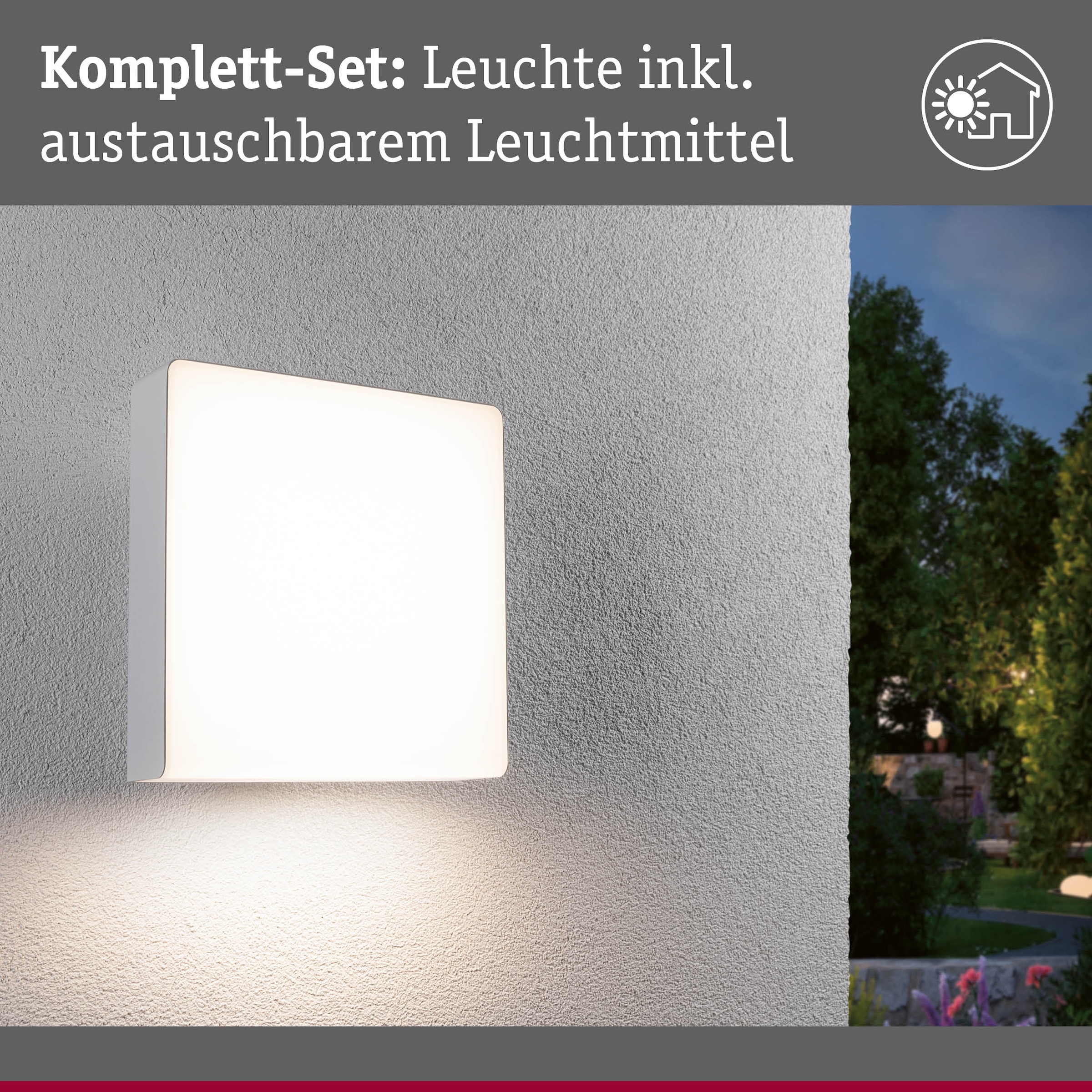 Paulmann LED Außen-Wandleuchte »Azalena IP44 250x97mm 3000K 8,5W 700lm 230V Kunststoff, Aluminium« 1 Stk. Warmweiß Bewegungsmelder mit Hochfrequenz-Sensor IP44