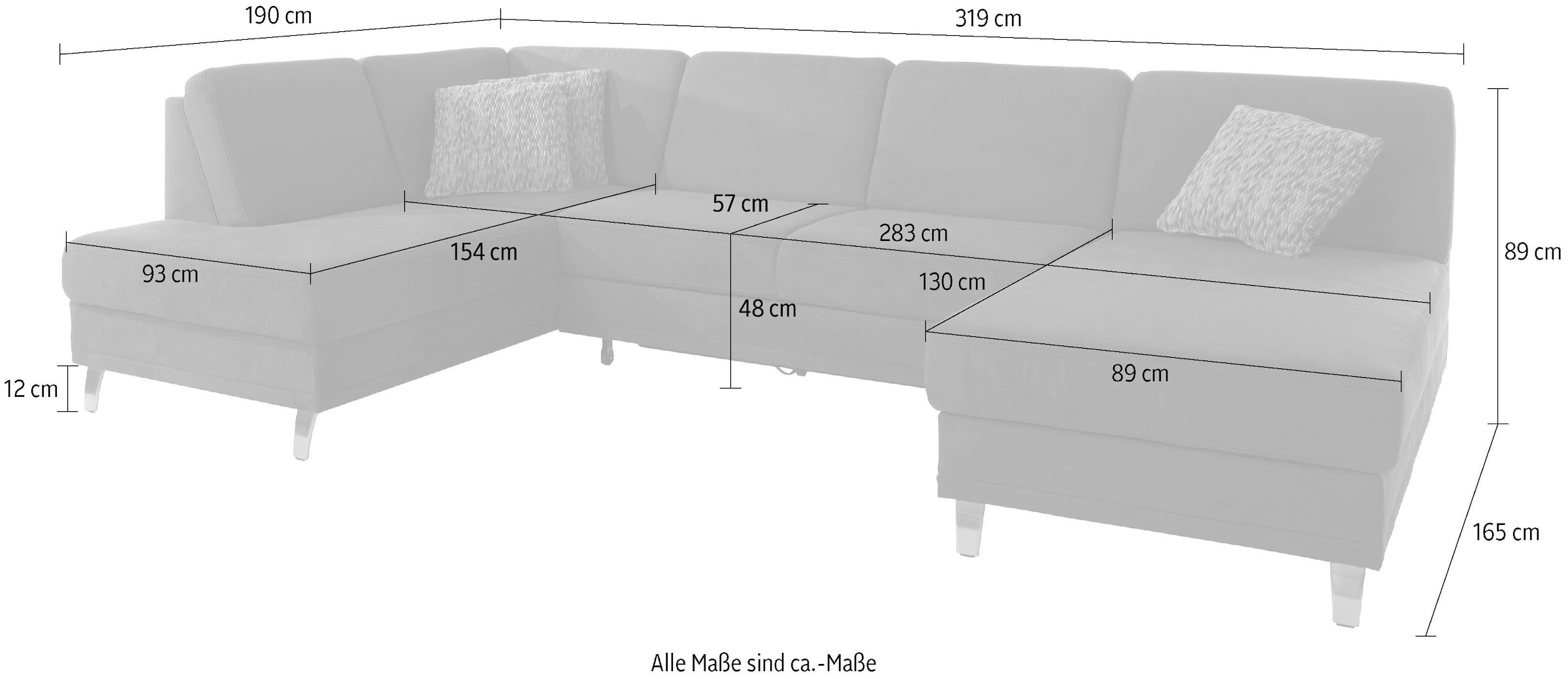 sit&more Wohnlandschaft »Clio U-Form« wahlweise mit Bettfunktion und Bettkasten, inklusive Federkern
