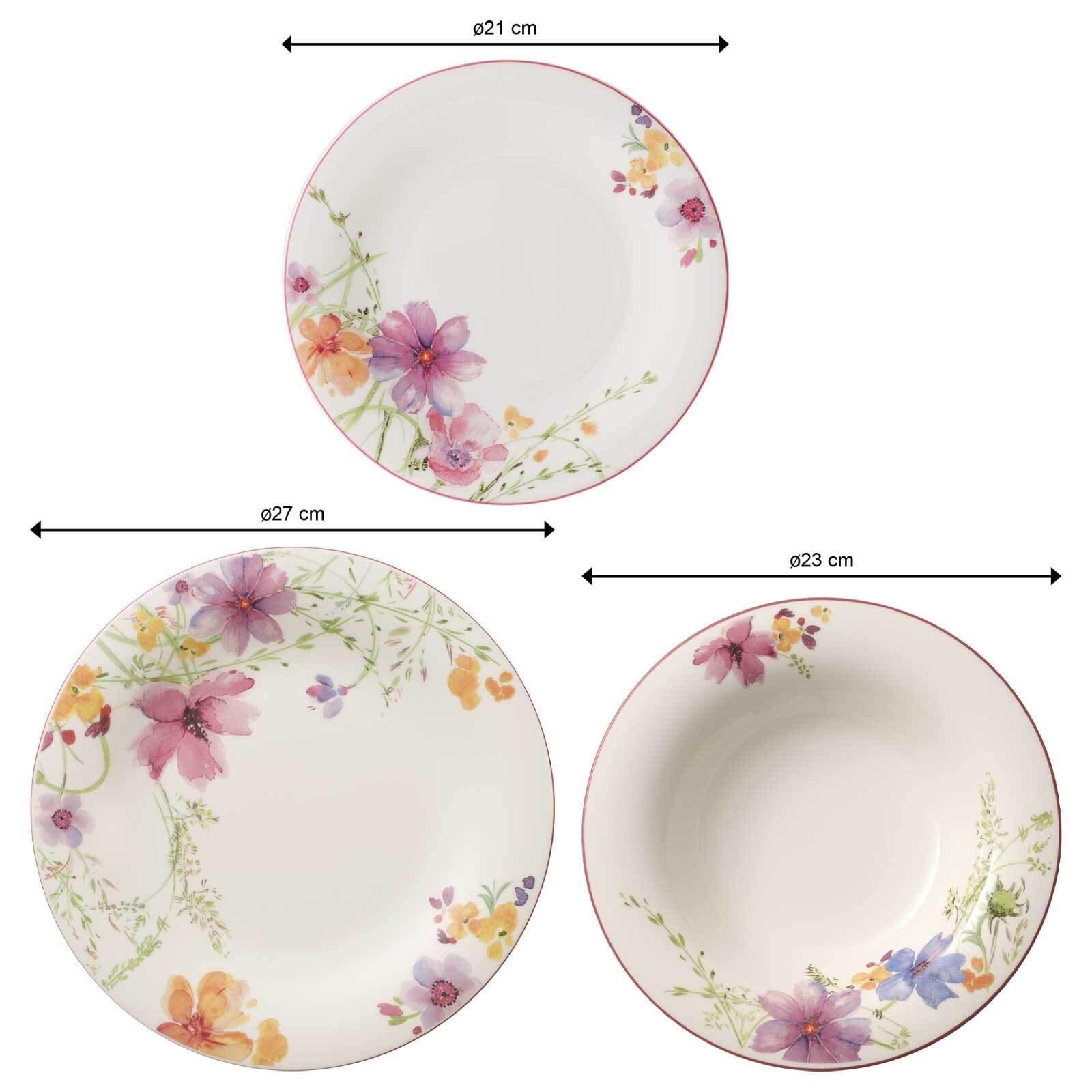 Villeroy & Boch Geschirr-Set »Teller-Set Mariefleur Basic 18er Set bunt« Spülmaschinengeeignet, Mikrowellenfest