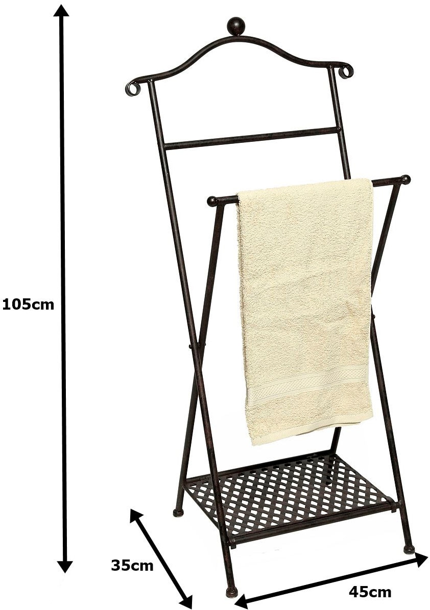 Ambiente Haus Handtuchhalter »Antik« antikbraun aus Metall mit Ablageboden