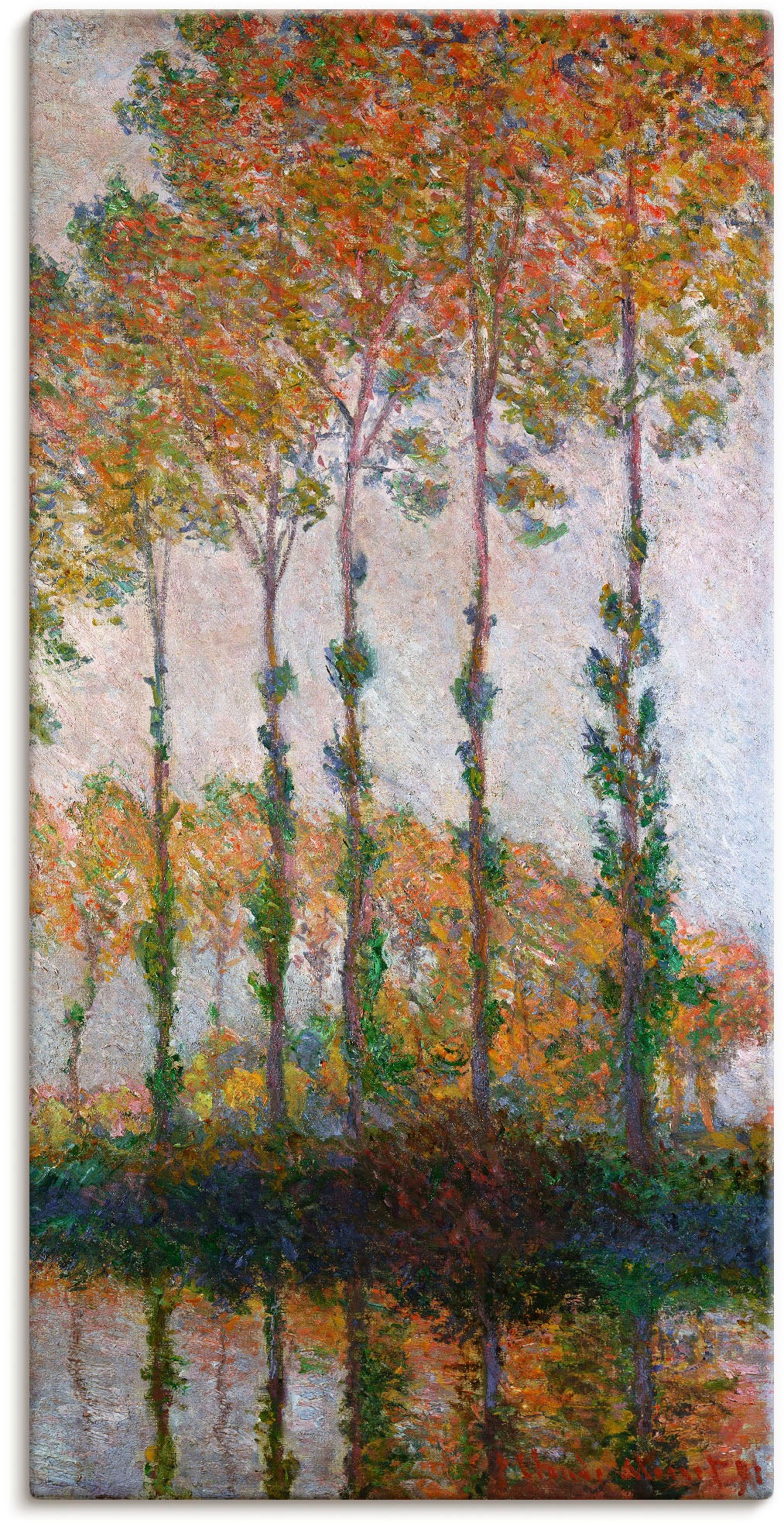 Artland Wandbild »Pappeln am Ufer der Epte im Herbst. 1891«, Gewässer, (1 St.), in vielen Größen & Produktarten -Leinwandbild, Poster, Wandaufkleber / Wandtattoo auch für Badezimmer geeignet