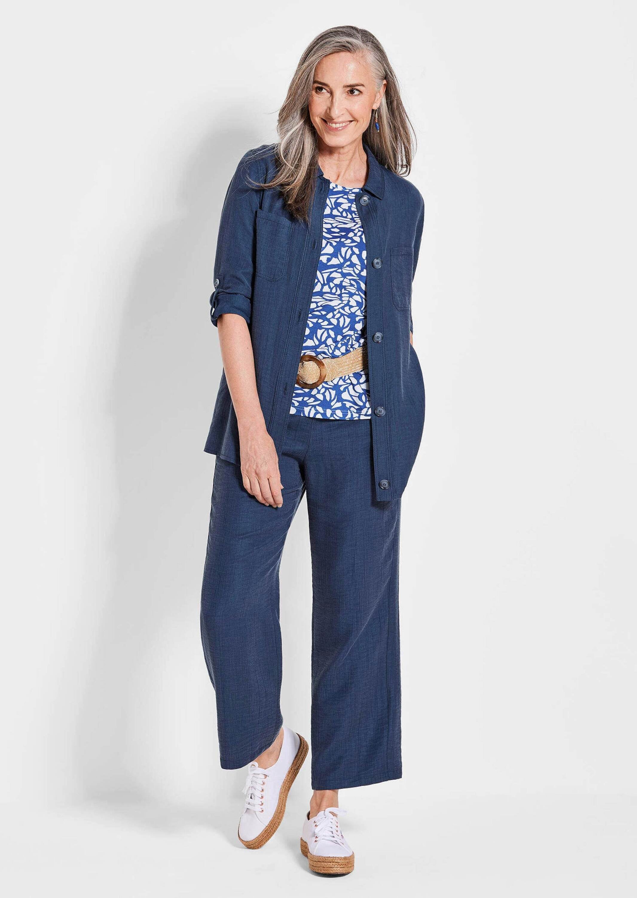 GOLDNER Hemdbluse »Kurzgröße Viskose Hemdjacke Langarm«