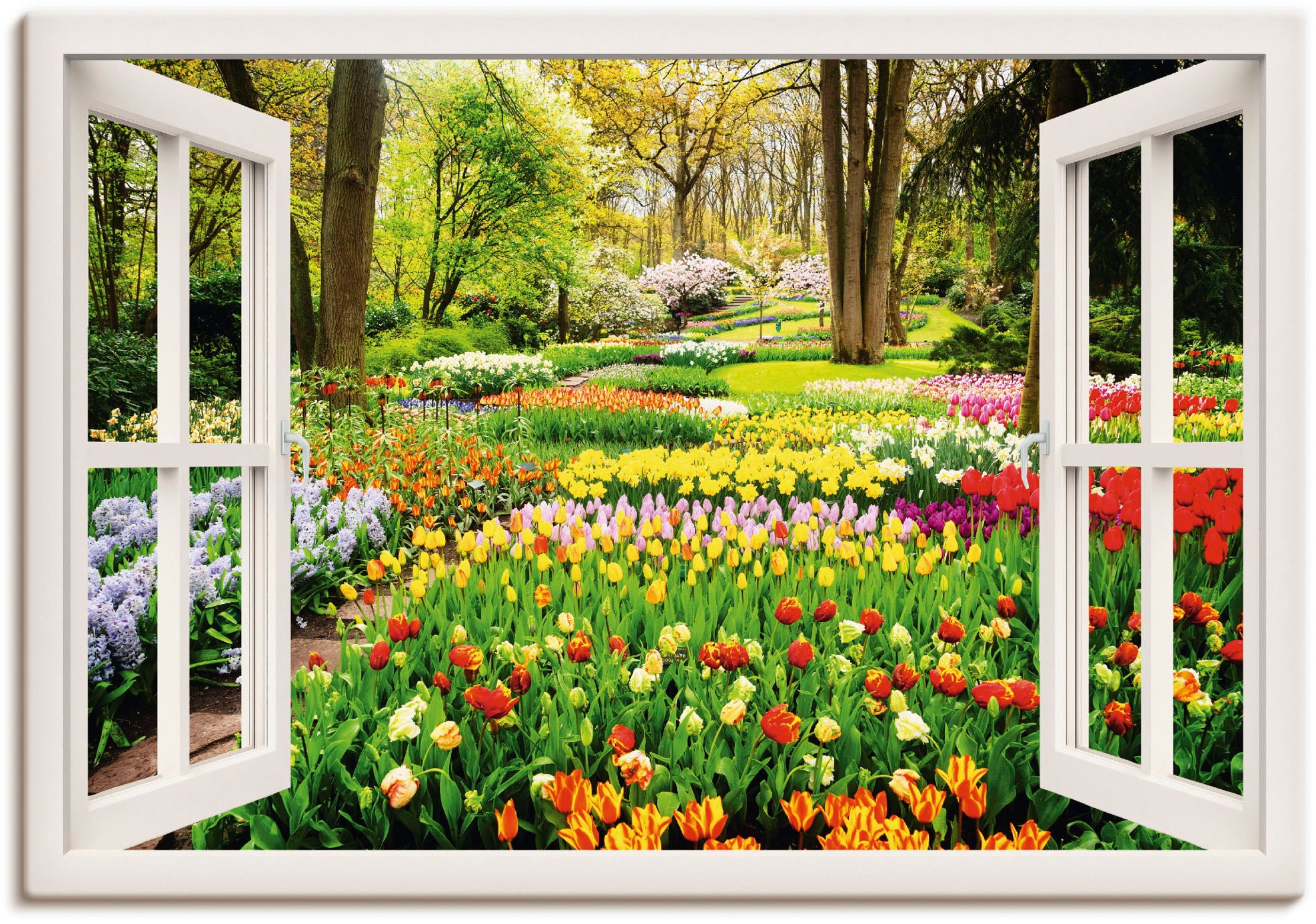 Artland Wandbild »Fensterblick Tulpen Garten Frühling«, Fensterblick, (1  St.) bei OTTO