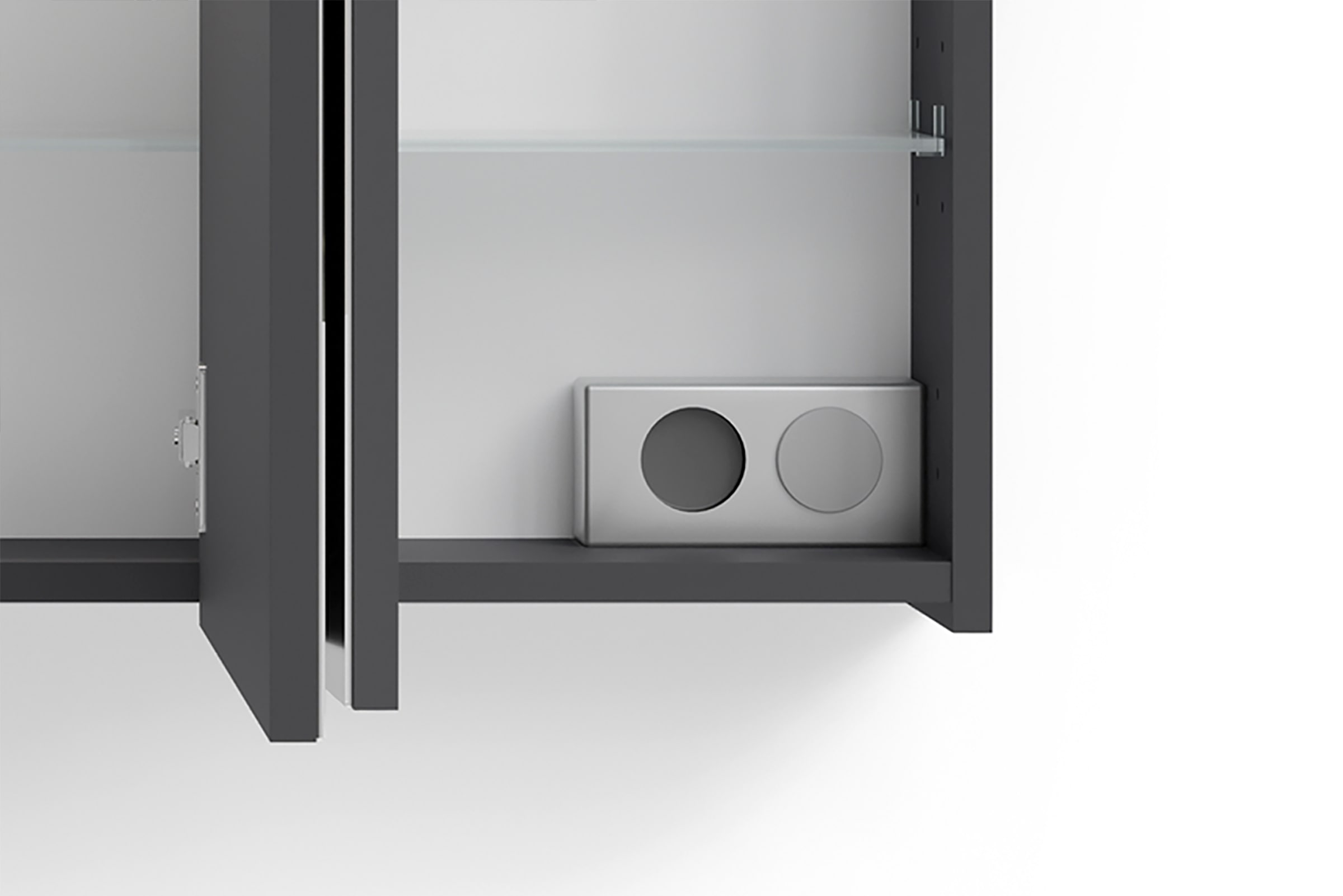 byLIVING Spiegelschrank »Serie Spree, in vielen Breiten erhältlich« Soft-Close, LED Beleuchtung mit Schalter- und Steckdosenbox