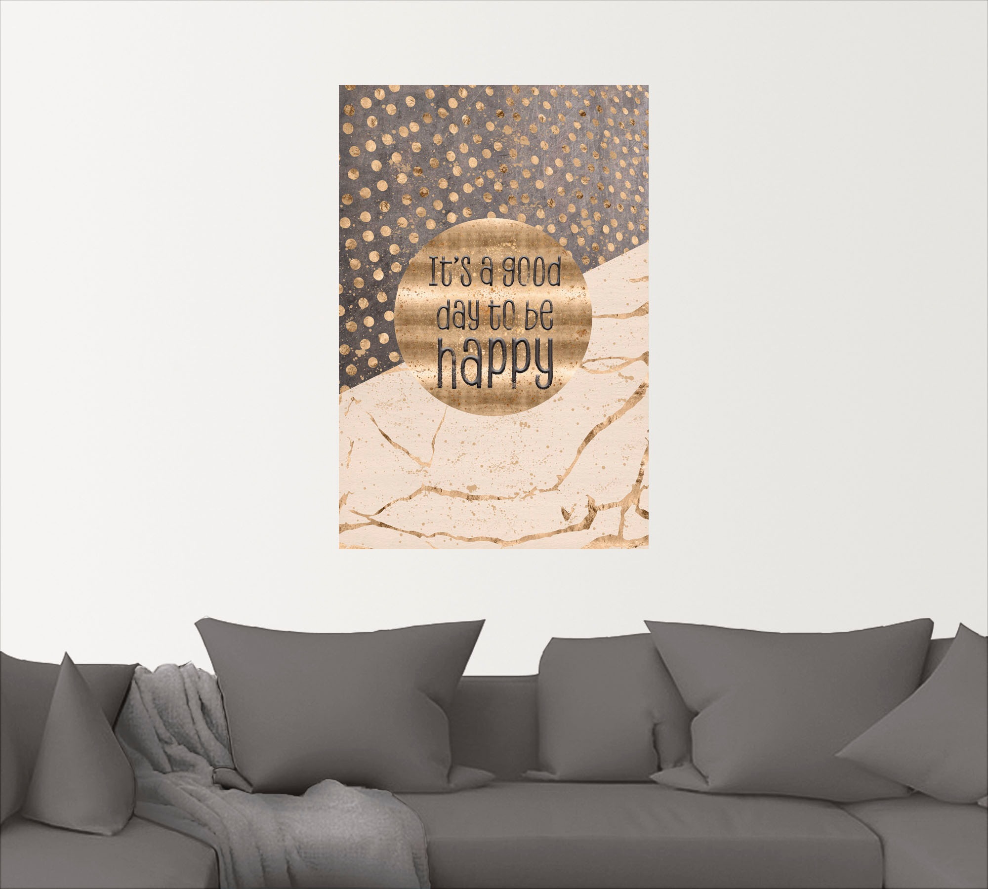 Artland Wandbild »Ein guter Tag um glücklich zu sein«, Sprüche & Texte, (1 St.), als Alubild, Outdoorbild, Leinwandbild, Poster, Wandaufkleber