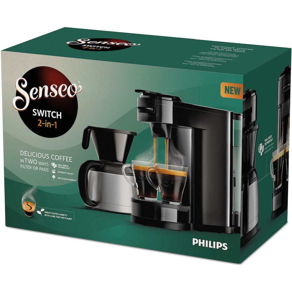 Philips Senseo Kaffeepadmaschine »Switch HD6592/64, 26% recyceltem Plastik, Kaffee Boost Technologie«, 1 l Kaffeekanne