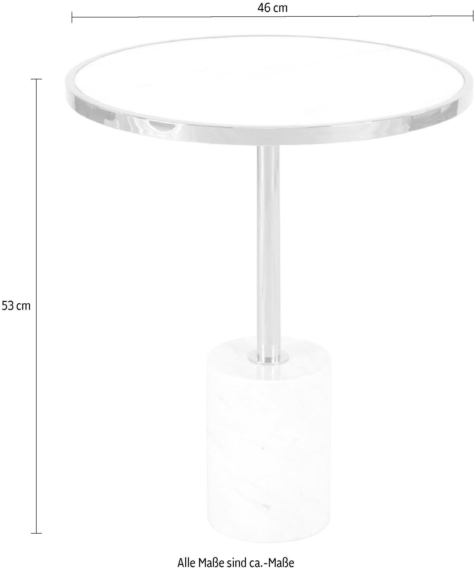 Kayoom Beistelltisch »Lana 525, luxuriöser Beistelltisch, Glamour-Optik, edles Metallgestell«, (1 St.), Ablage in Marmoroptik, Standfuß aus echtem Marmor, hochwertig