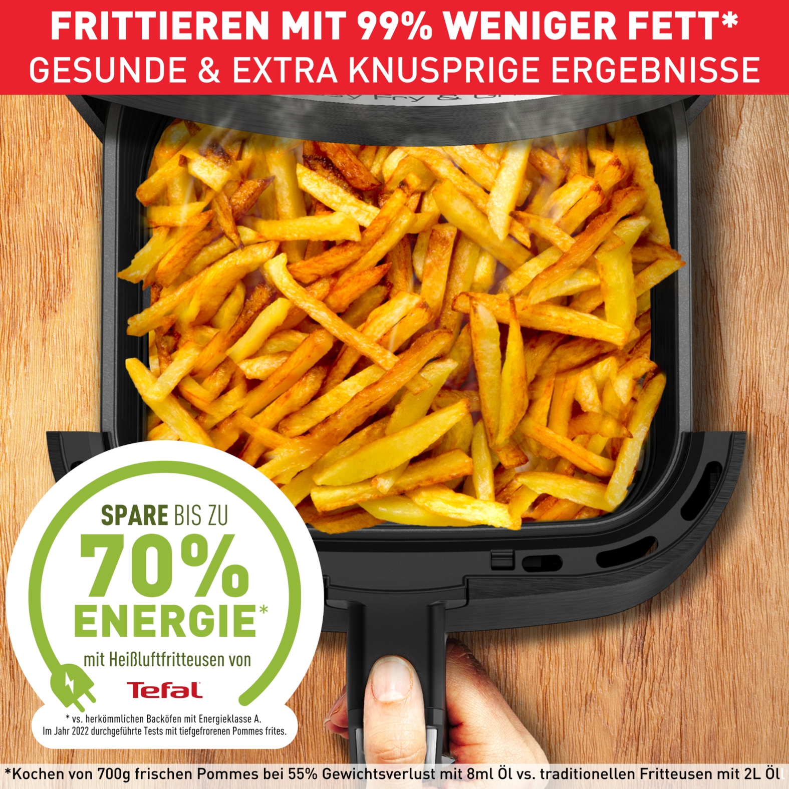 Tefal Fritteuse »Easy Fry & Grill Deluxe«, 1400 W, für bis zu 6 Personen, 8 Programme, energiesparend, ohne Öl. EY505D