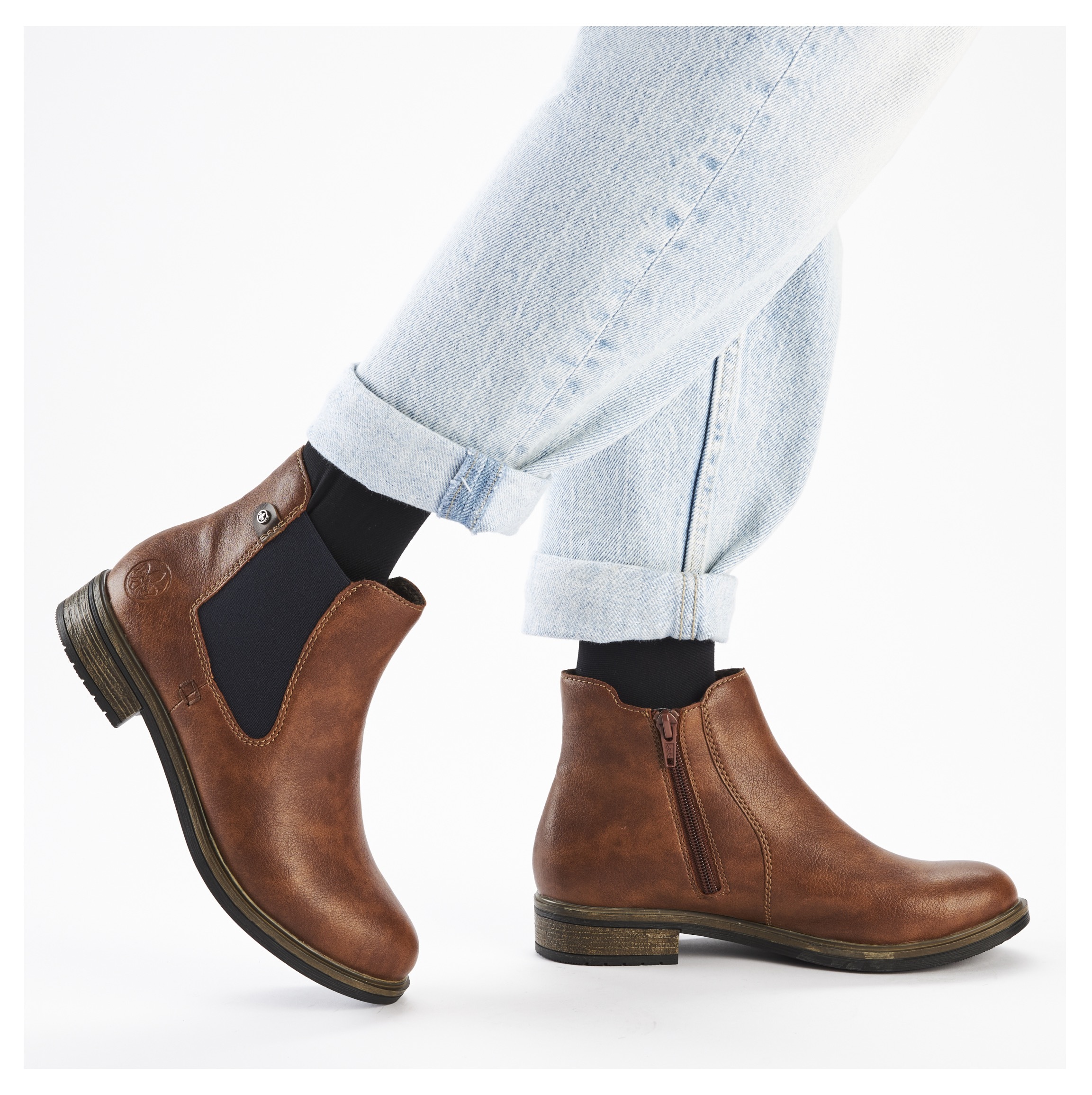 Rieker Chelseaboots, Schlupfboots, Stiefelette, Blockabsatz, mit wärmendem Textilfutter