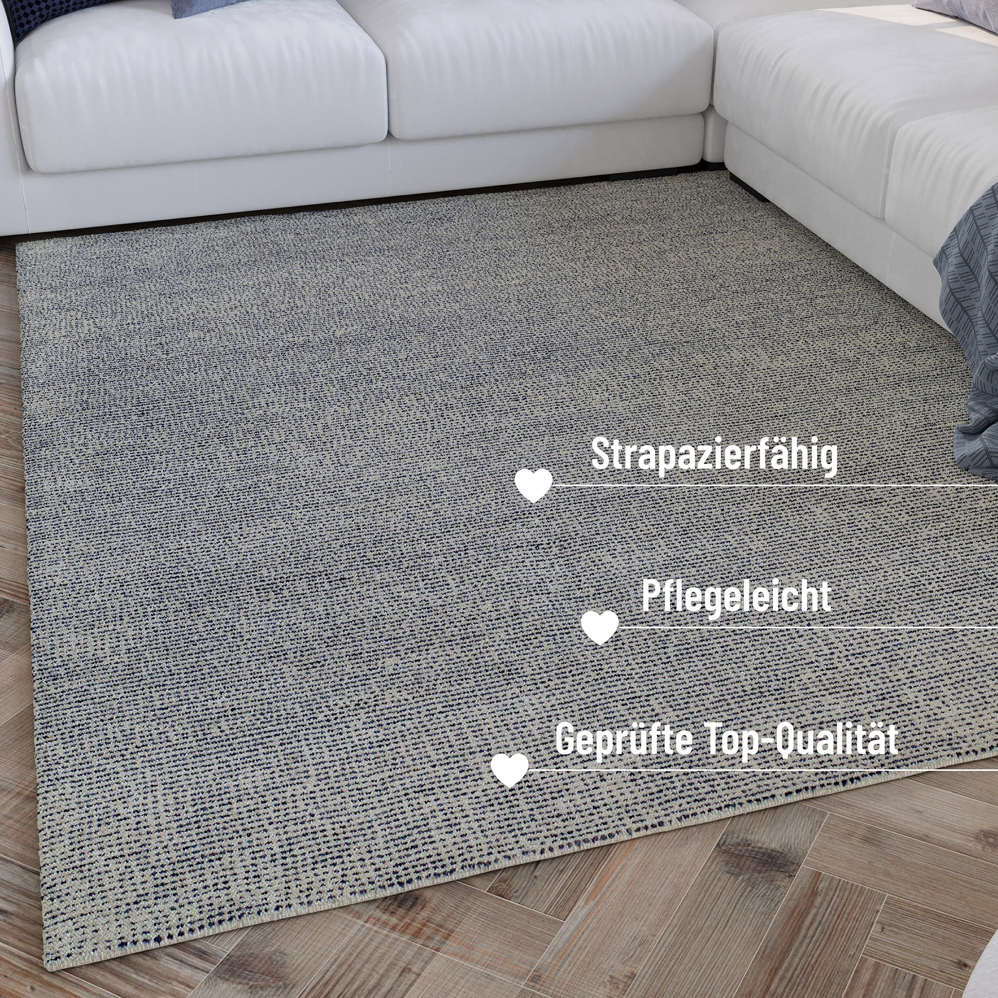 Wecon home Teppich »Hamptons THIRTYTWO«, rechteckig, 15 mm Höhe, Läufer, Kurzflor, Wohnzimmer, Schlafzimmer, elegant, robust, Linien