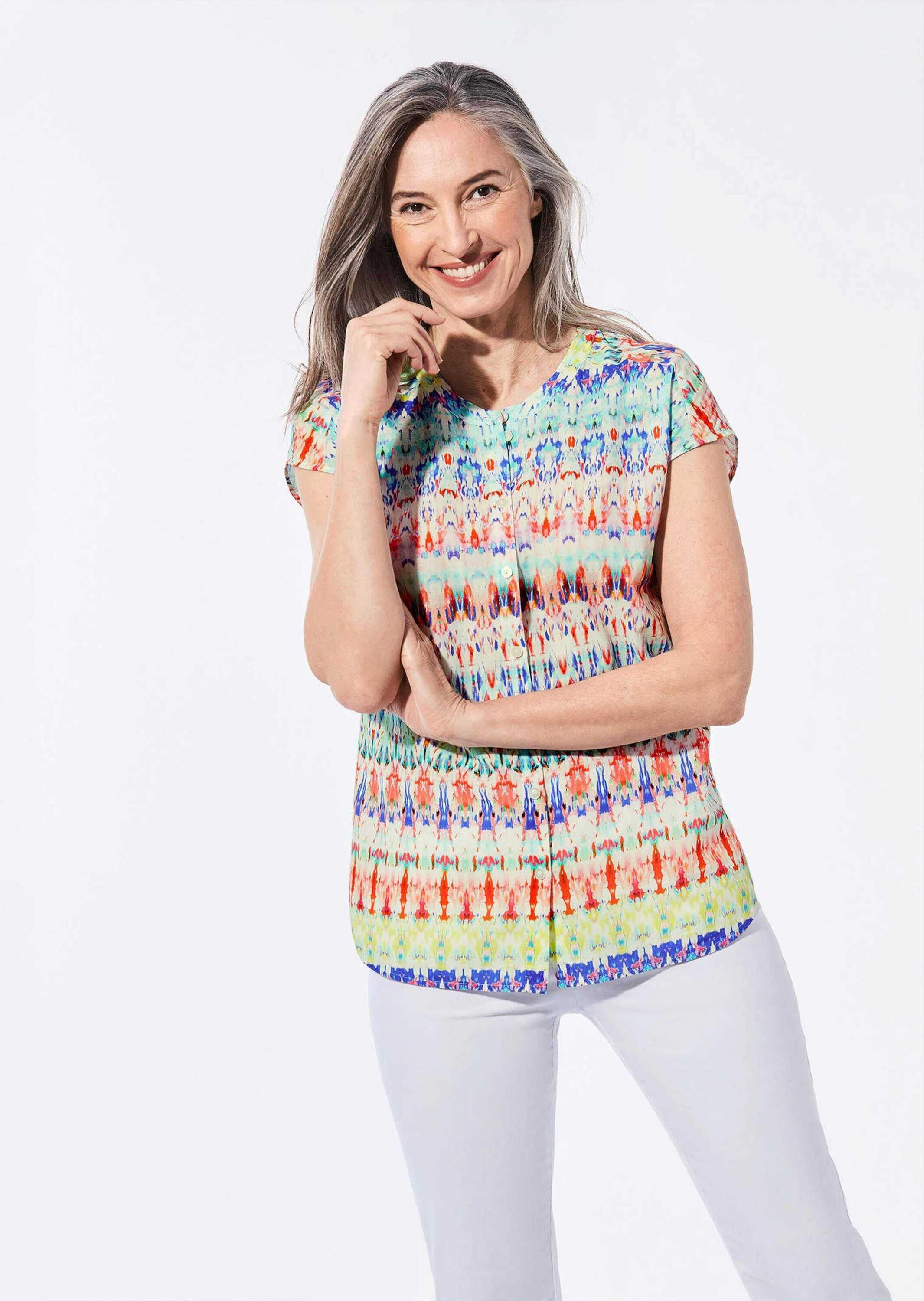 GOLDNER Kurzarmbluse »Kurzarm Printbluse für Damen multicolor«