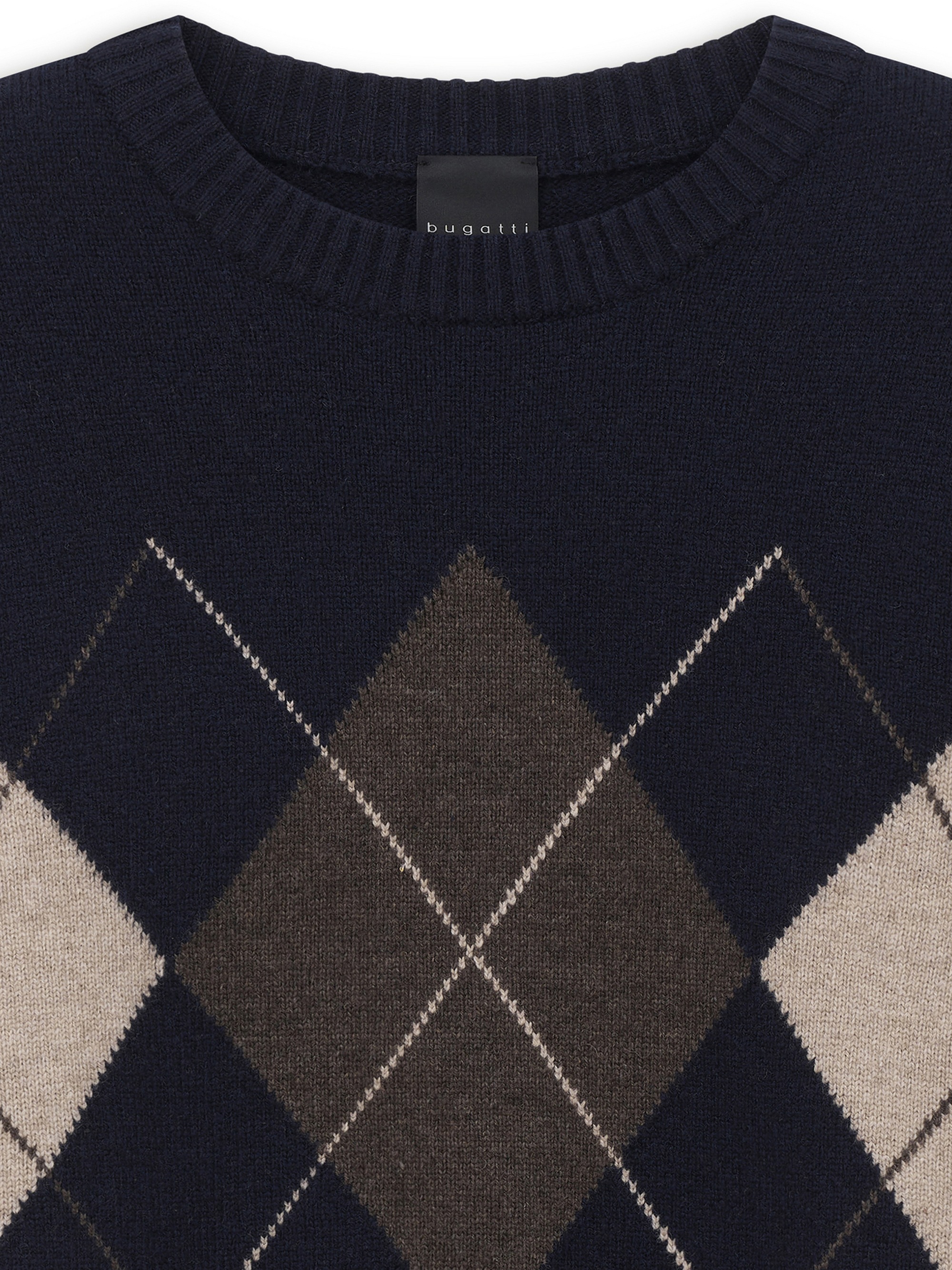 bugatti Rundhalspullover »Regular Fit« Regular Fit Wollmix Mouline