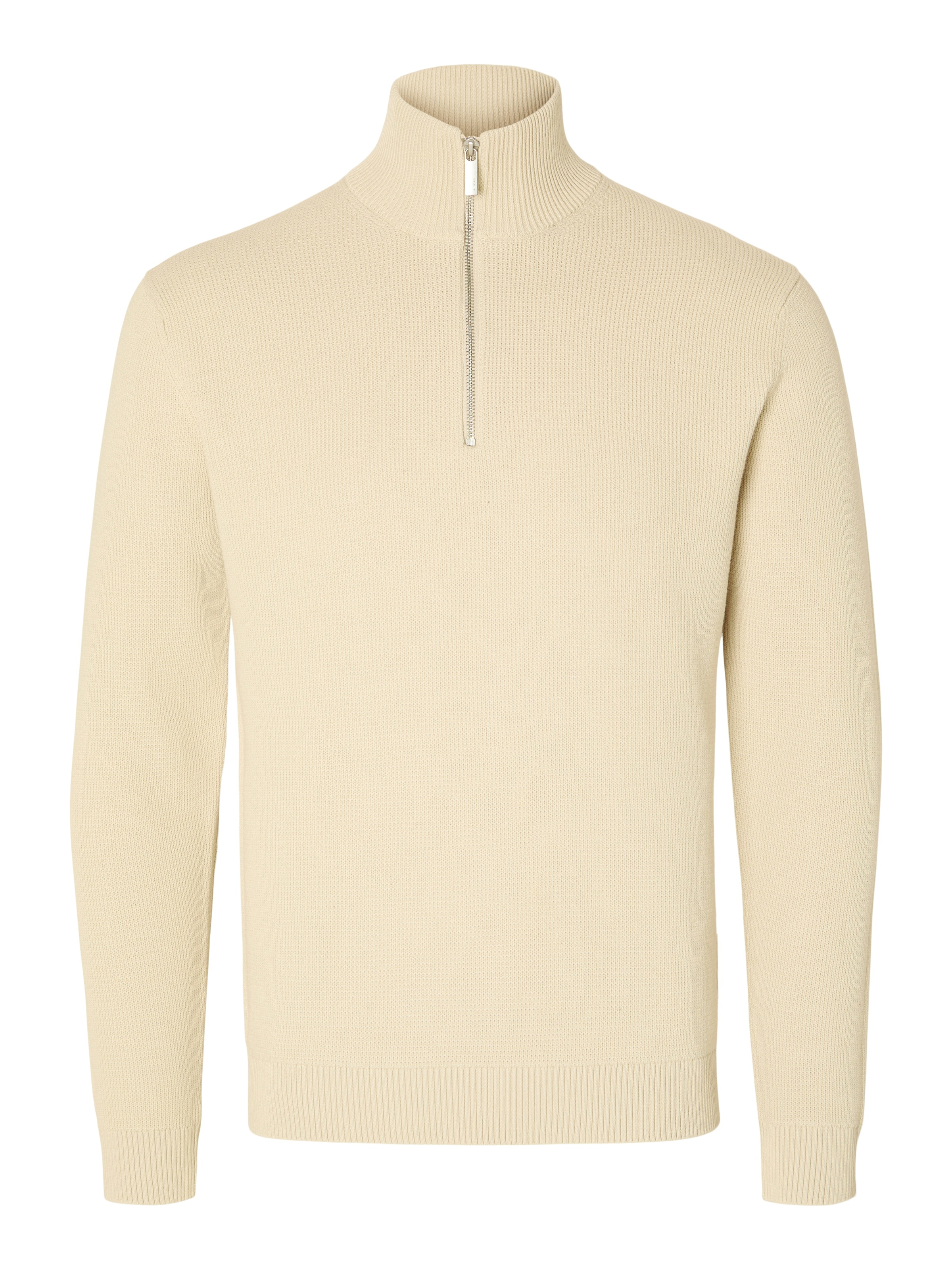 SELECTED Troyer »SLHDANE LS KNIT STRUCTURE HALF ZIP NOOS« Baumwolle, regular fit