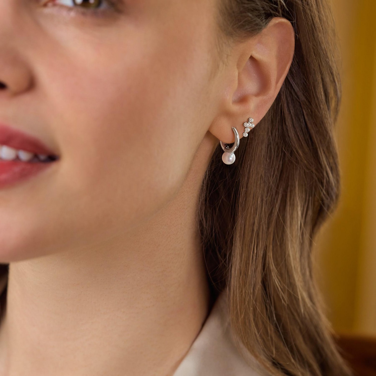 Amor Paar Ohrstecker »Schmuck Geschenk, Kreuz« mit Wachsperle