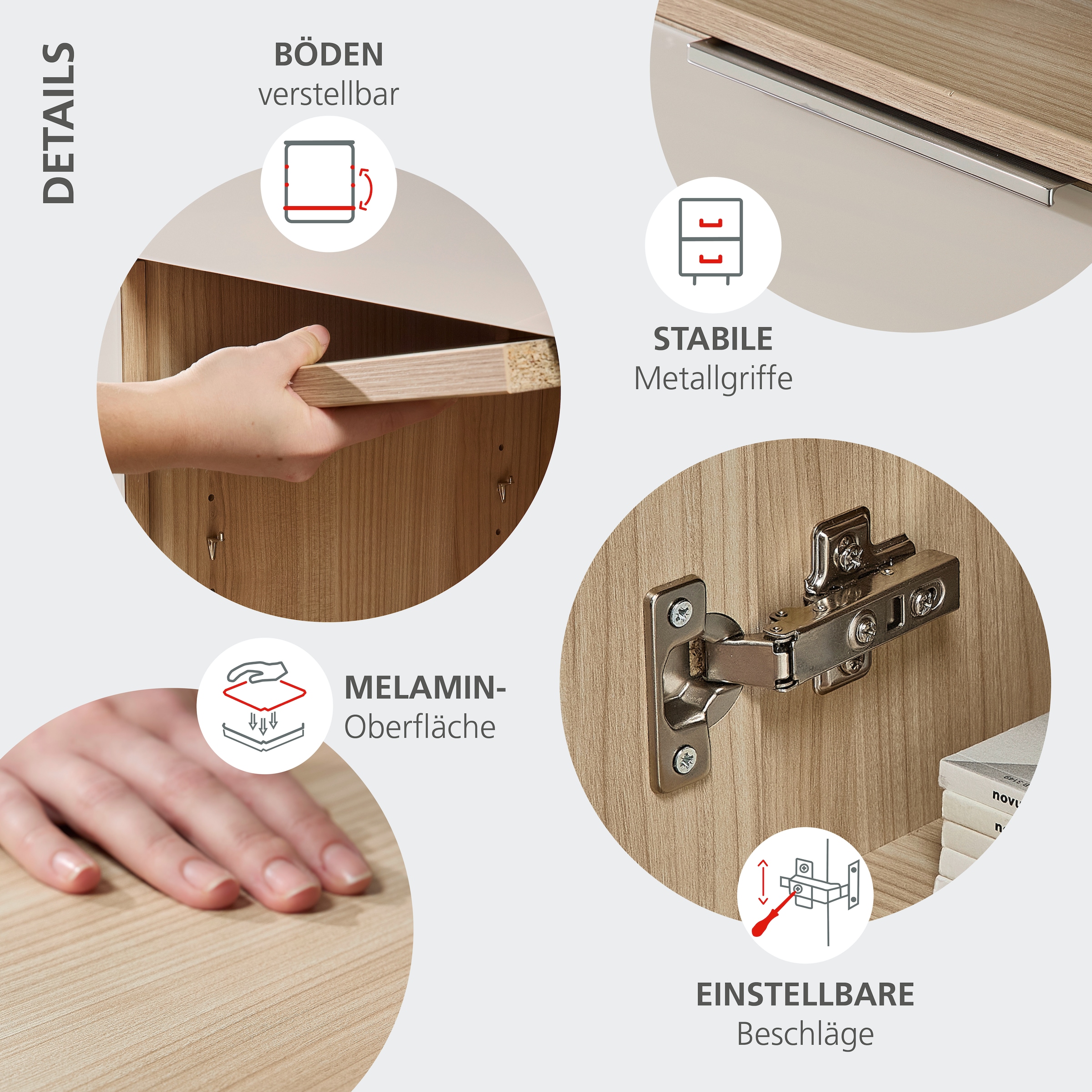 Innostyle Aktenschrank »Büroschrank Santorin, 40/110/38 cm ( B/H/T)« 1 Stk. tlg. 1 Tür links/rechts verwendbar, Softclose, Klarglas, ABS Schutzkante