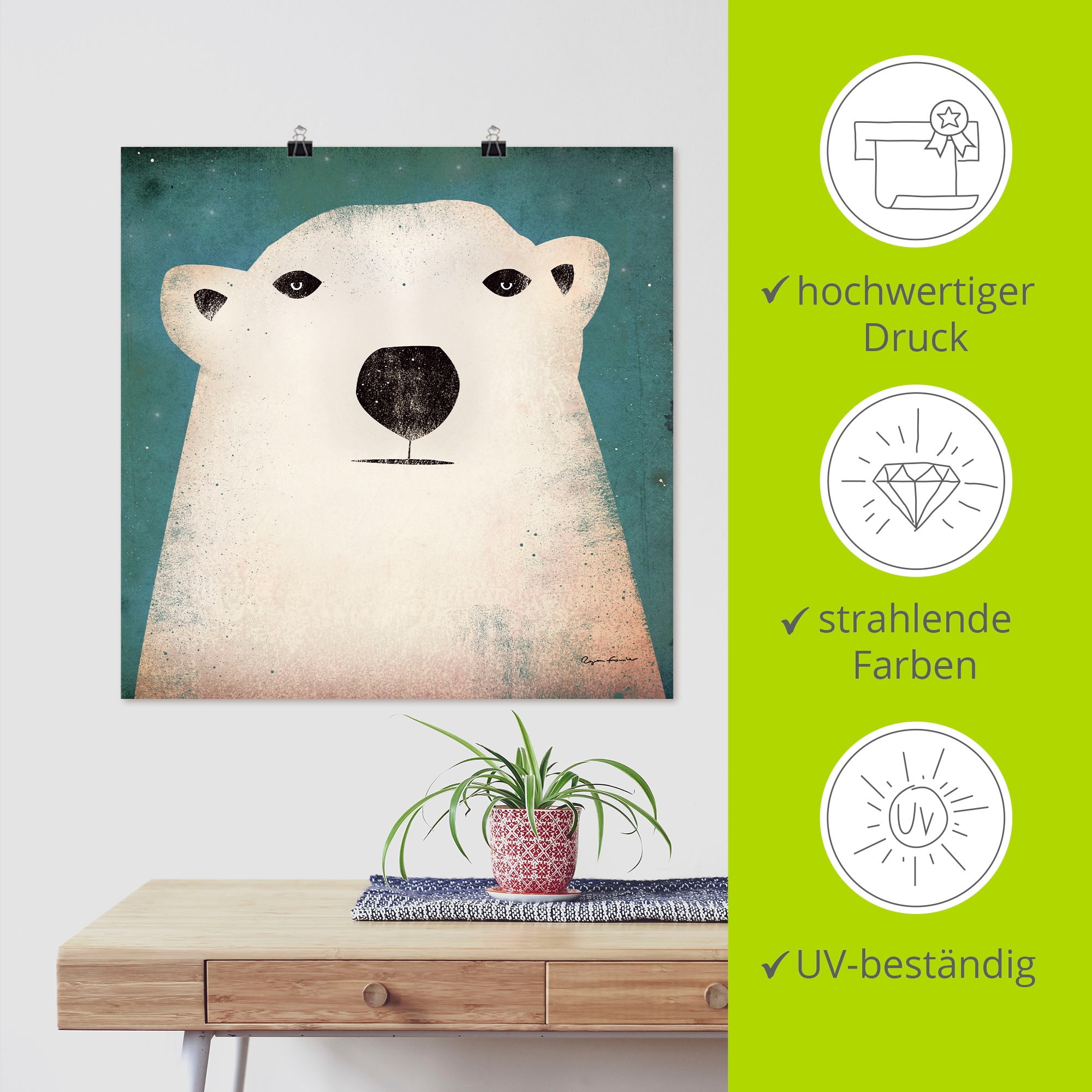 Artland Wandbild »Eisbär«, Tiere, (1 St.), als Poster, Wandaufkleber in verschied. Größen